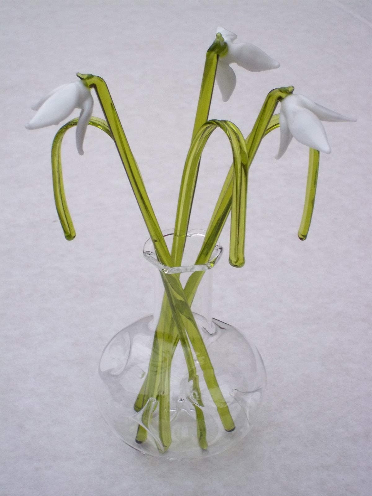 Glass Snow Drops with Vase