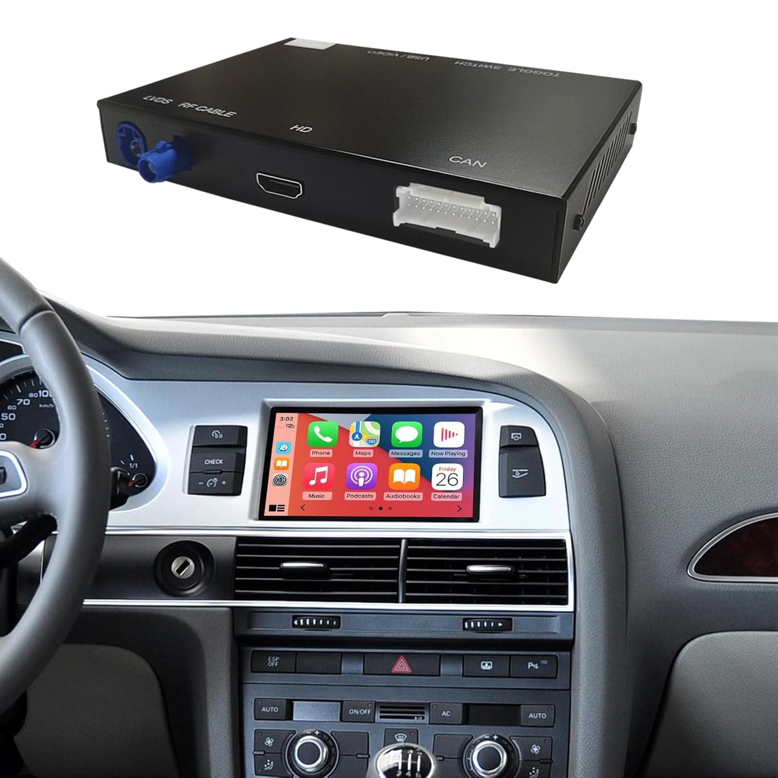 NINETOM Wireless CarPlay Retrofit Kit Decoder for Audi A6 S6(2010-2011 Year) Q7(2010-2015 Year) with Factory 3G MMI System Android Auto Support Mirrorlink Siri Camera