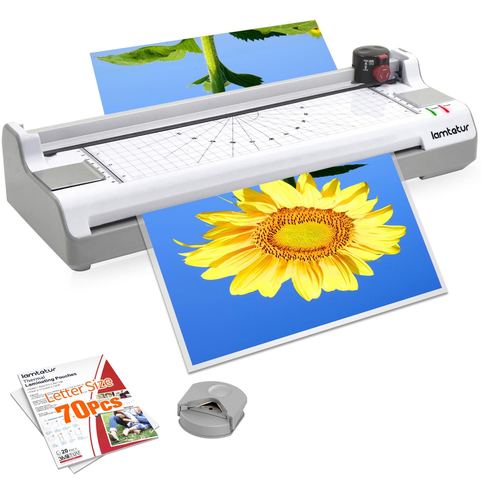 Laminator Machine 11X17 with 70Letter Size Laminating Sheets for A3/A4,13Inch Wide Thermal Hot&Cold 2Roller Lamination Laminated 3-5mil for Office Home Teacher,with Paper Cutter,Corner Rounder
