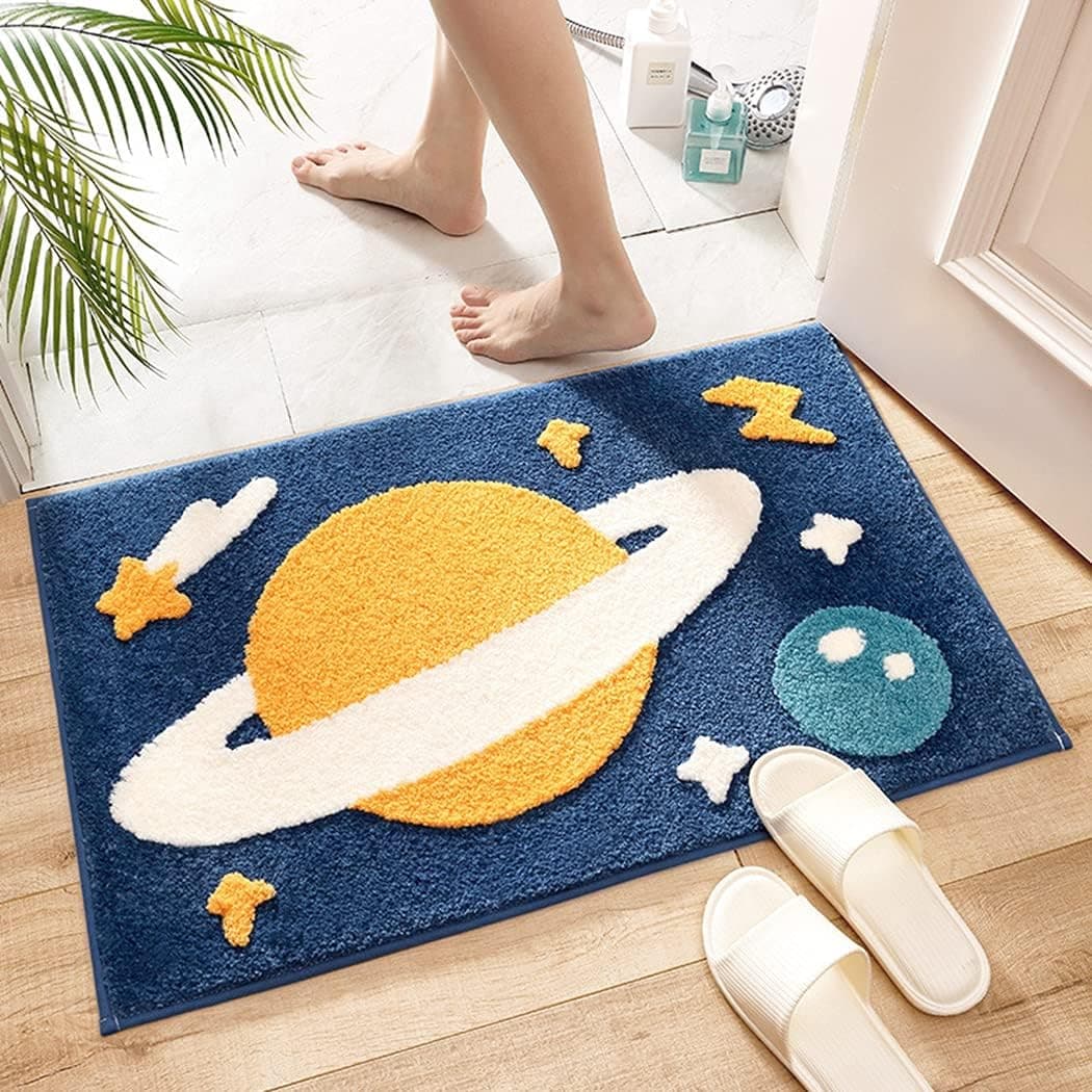 Roseate Space Super Soft (50x80 cm) Microfiber 2000 GSM Bath Mat Super Absorbent Anti-Skid Door Mats for Home/Bathroom/Bedroom/Kitchen/Floor Mat (Dark Blue) Pack of 1