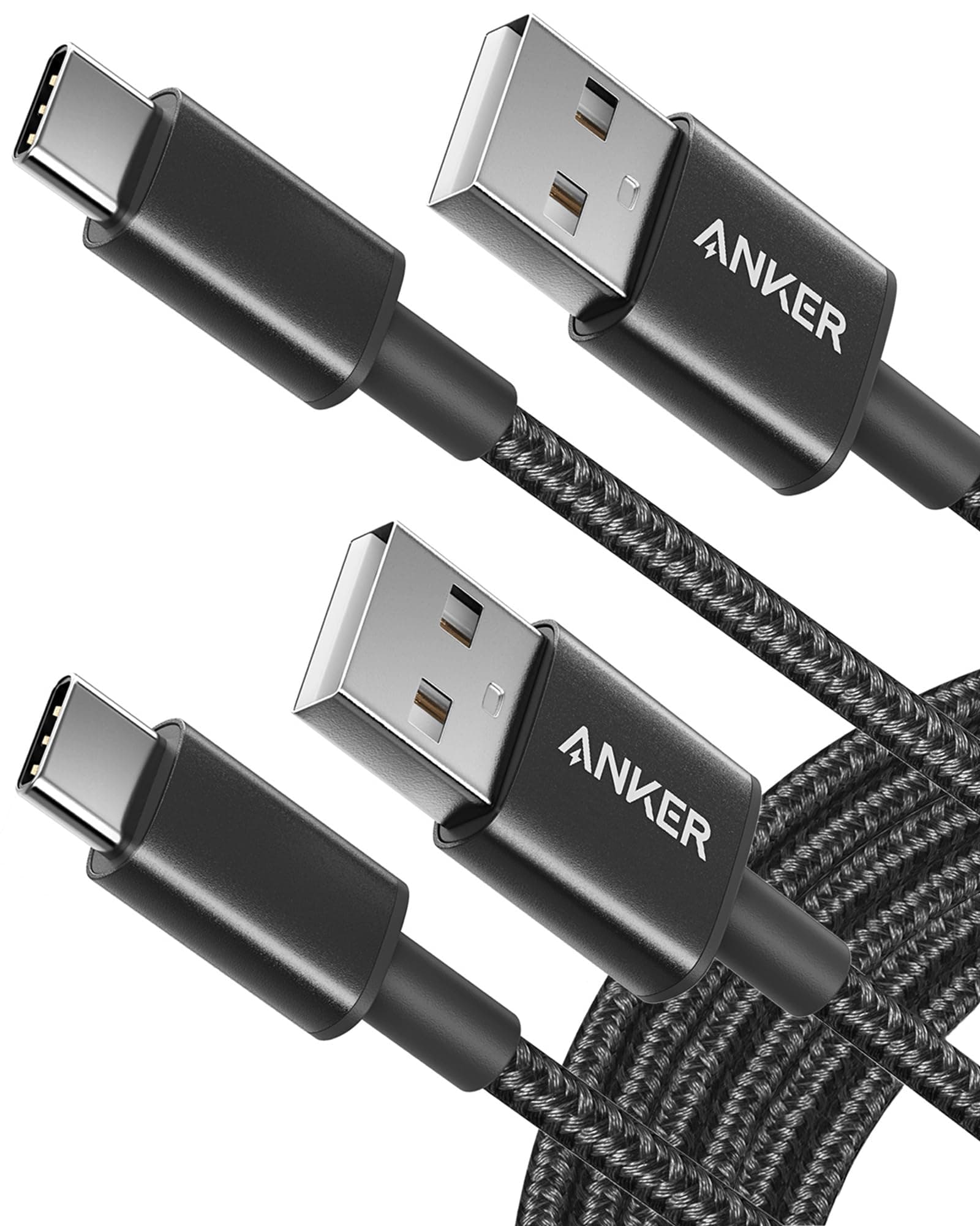 Anker USB C Charger Cable, 2-Pack 10 ft (3 m) USB to USB C Cable, USB A to USB C Braided Phone Charger Cable for iPhone 17/16/15, iPad Pro, Samsung Galaxy, and More(Black)
