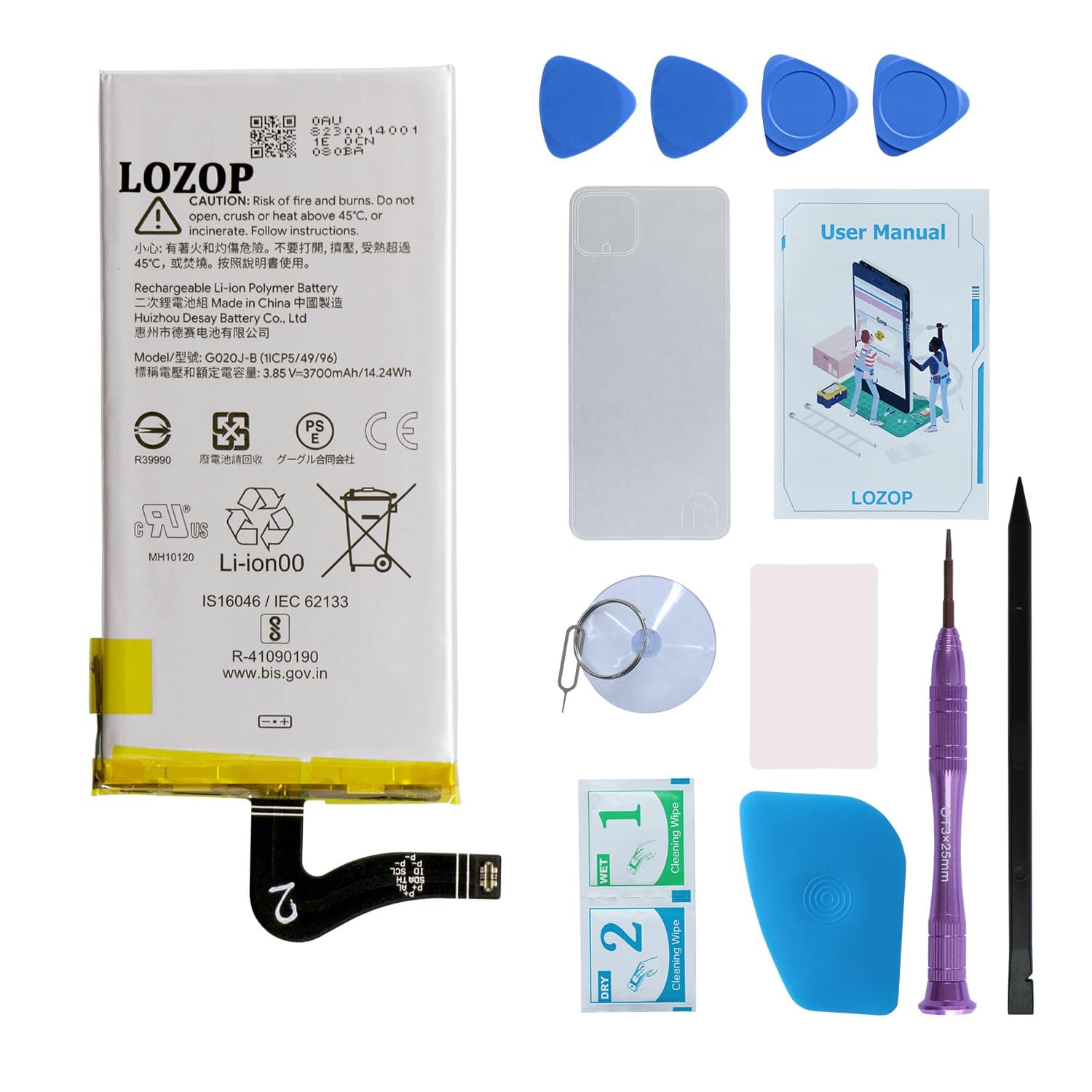 for Pixel 4 XL Battery Replacement Kit, Battery Compatible with Google Pixel 4XL Model G020P, G020, GA01181-US, GA01182-US, GA01180-US with Repair Tools Kit and Manual