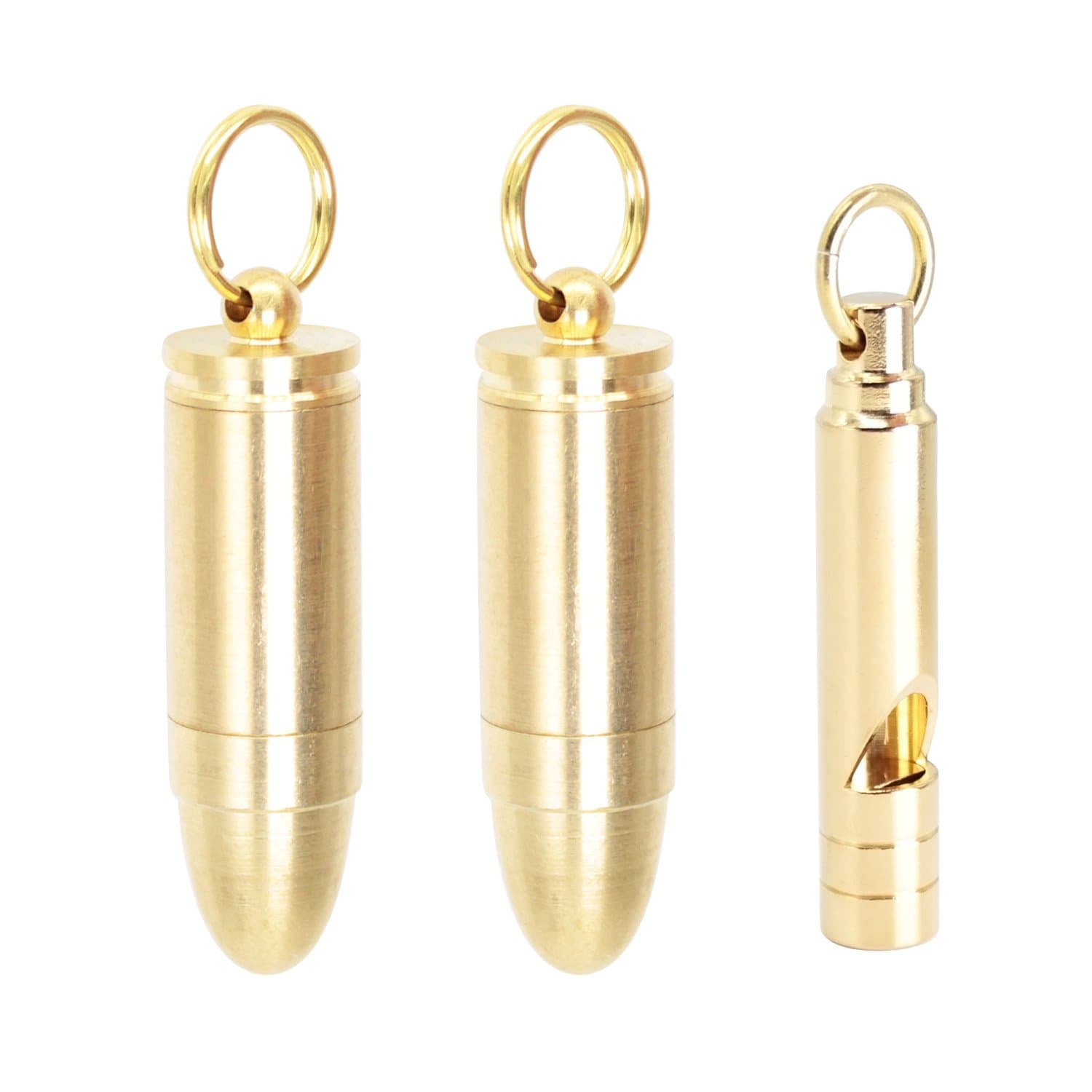 EDC Bullet Lighter - Waterproof Fire Starter - 2 Pack Peanut Lighter & 1 Pack Brass Whistle for Survival and Emergency Use Bonus Inculded 6 Lighter flint, 1 Windproof wick