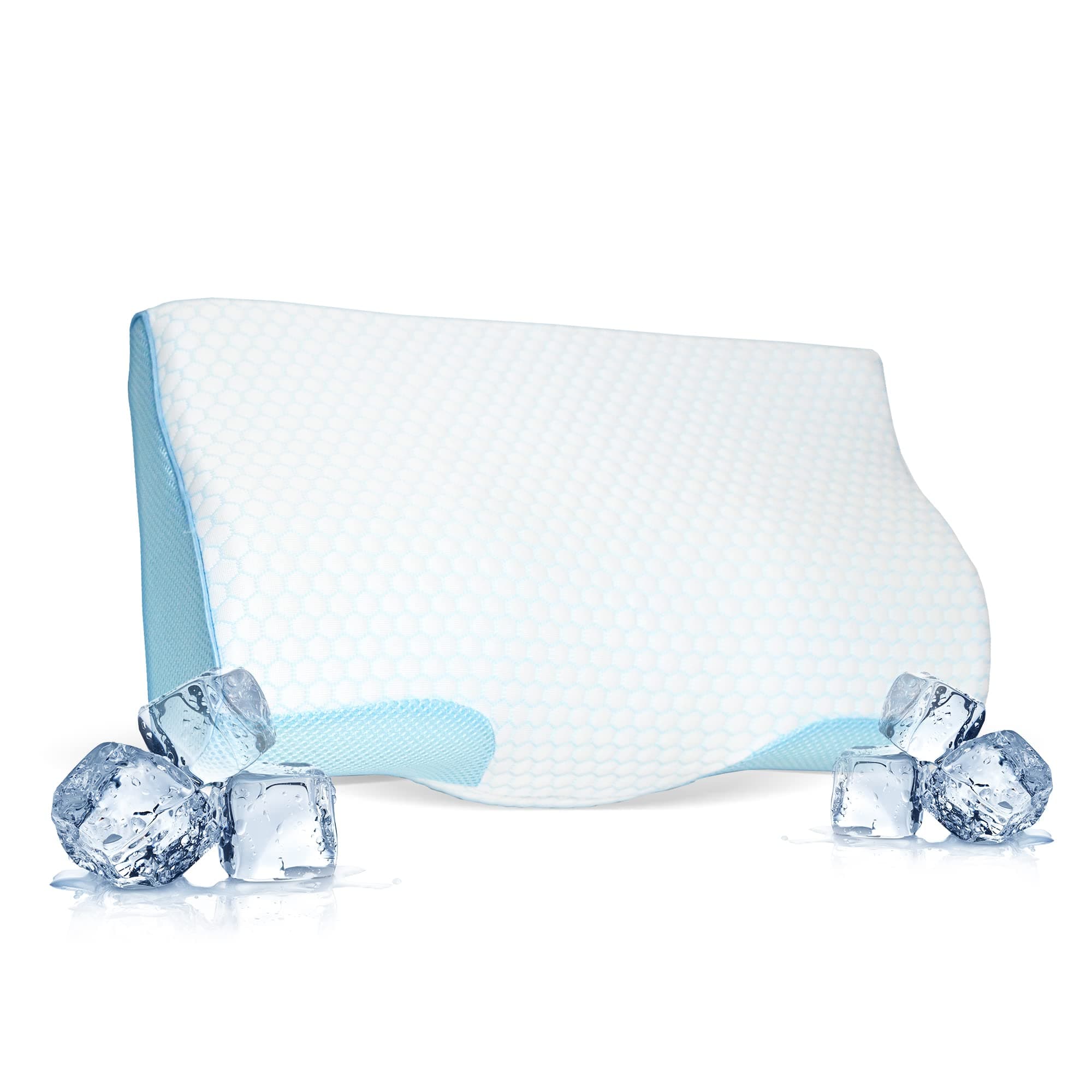Derila King Size Cooling Pillowcase, Optimal Temperature Control for your Pillow for Perfect Sleep. Quality Material White/Blue Pillowcase 60x34x11cm