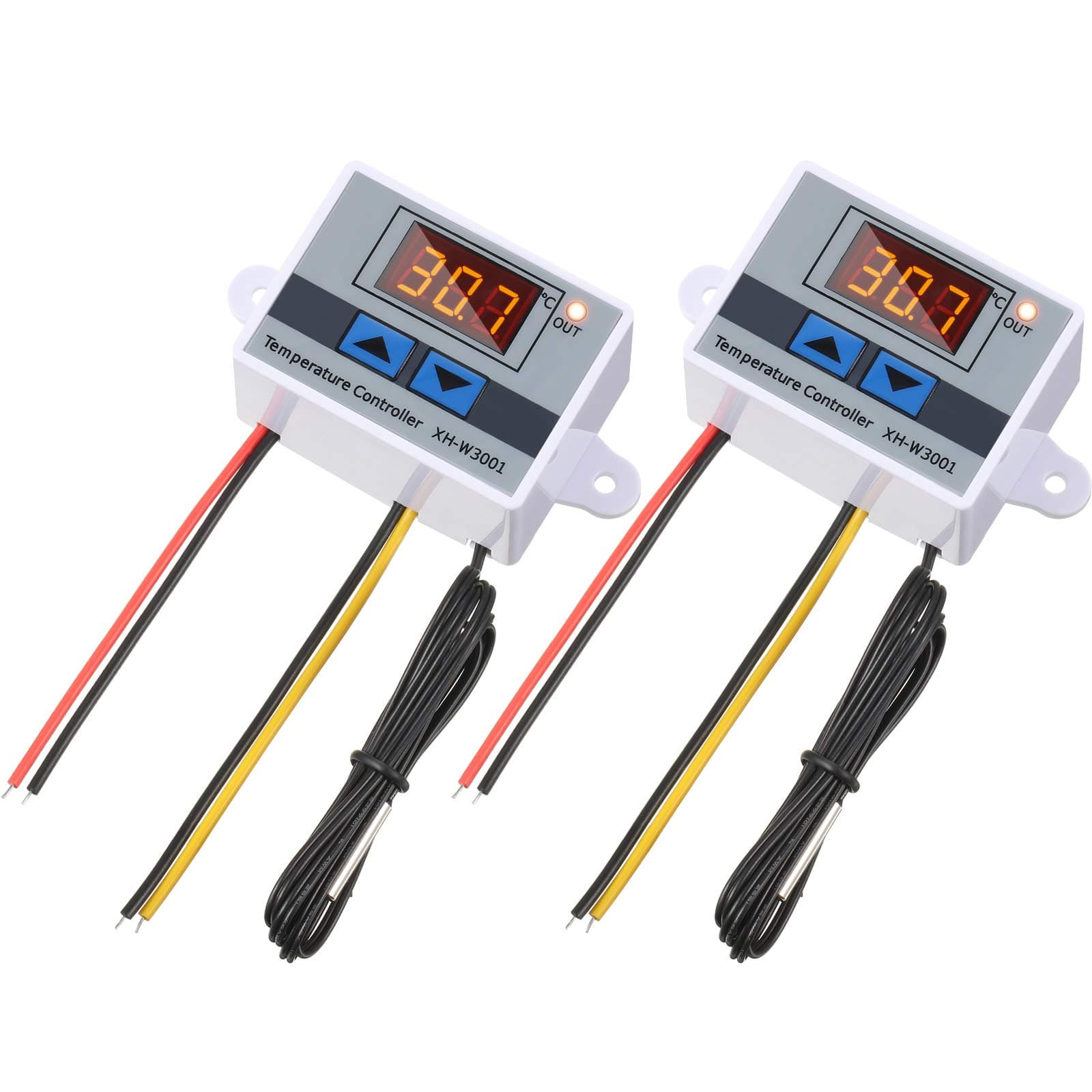 XH-W3001 Digital LED Temperature Controller Module Digital Thermostat Switch with Waterproof Probe Programmable Heating Cooling Electronic Thermostat Range from -50℃ to 110℃ (12V 10A 120W) (2 Pieces)