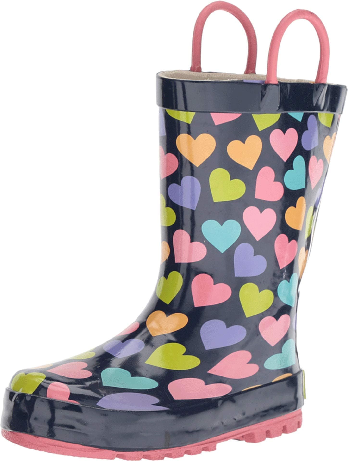 Boys Waterproof Printed Rain Boot with Easy Pull On Handles