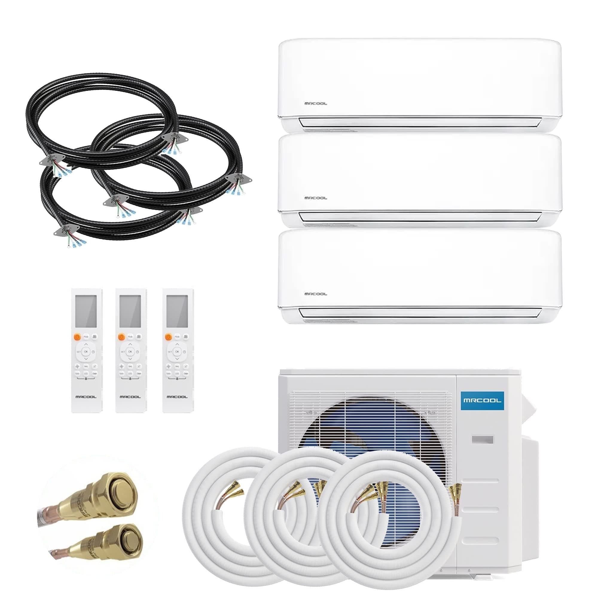 27k BTU 22 SEER Multi-Zone MrCool DIY 3 Zone Ductless Heat Pump Split System 4th Generation - 9k+9k+12k