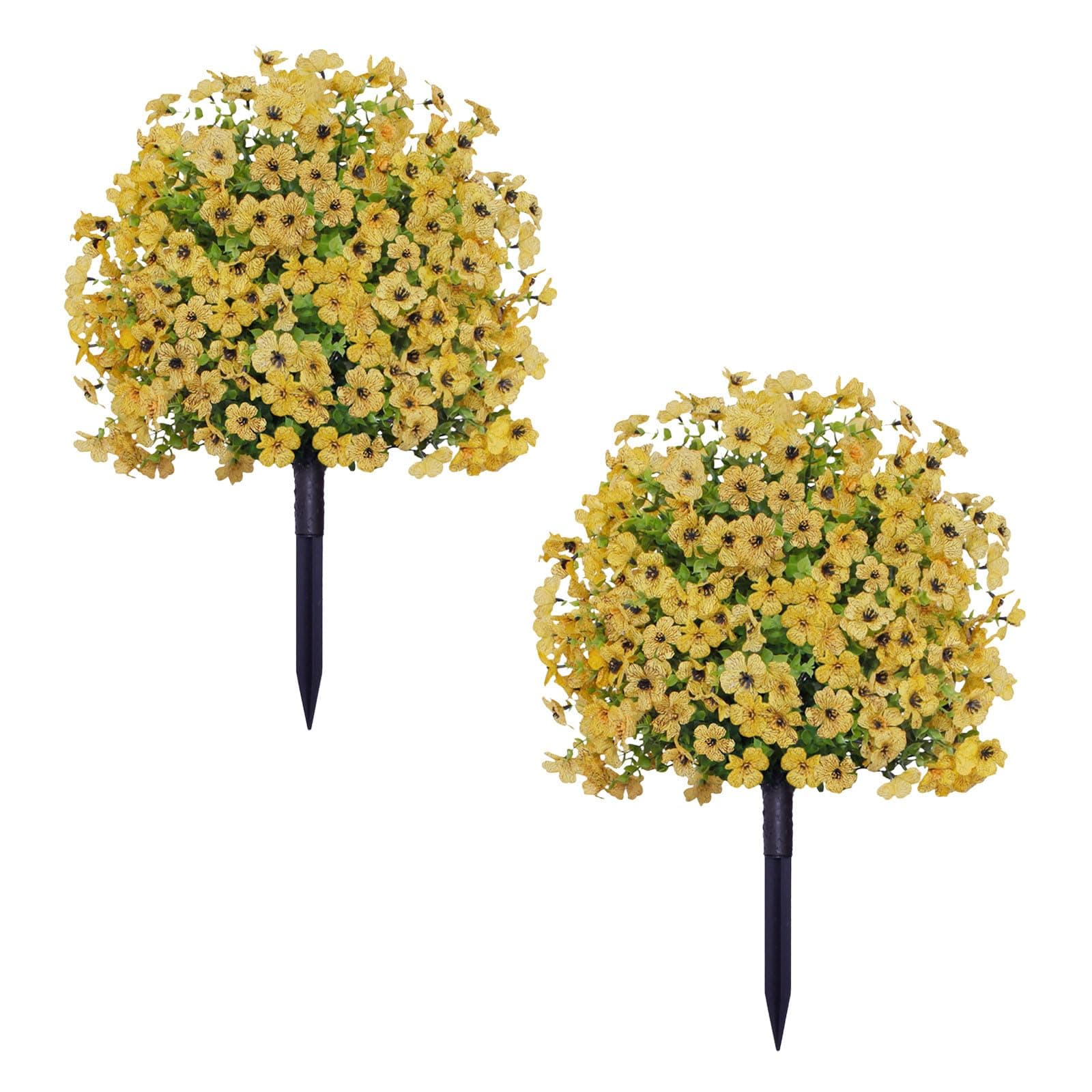 Artificial Violet Ball Topiary Trees with Ground Spikes, 2 Pack Fake Artificial Bushes Plants, Fade Resistant Faux Artificial Shrubs Tree for Indoor Outdoor Front Porch Decor 23in (G-2 Pcs)