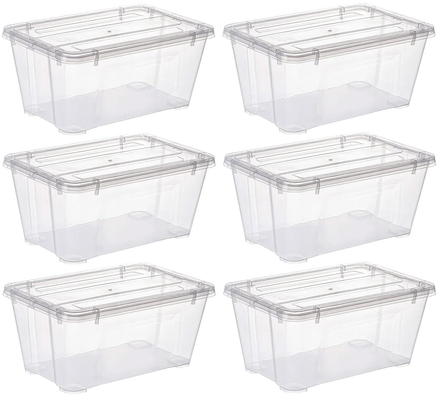 5L Storage Box With Lid Clear Plastic Organizer – 6 Stackable Containers Set Transparent Boxes Storing Kitchen Food, Toys, Tools, Medicine, Office Supplies, Arts & Crafts, Shoes