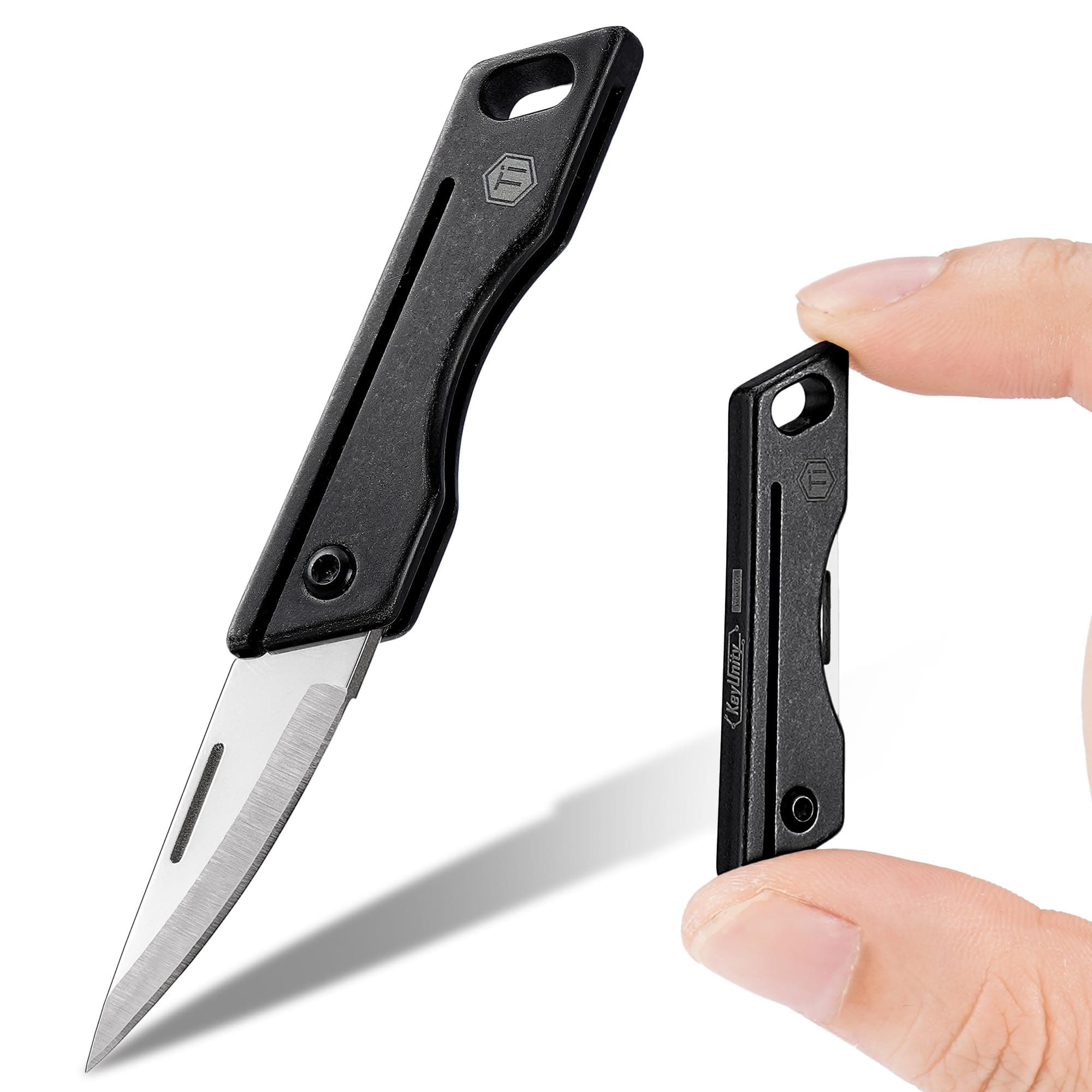 KK06 Mini Folding Knife, Titanium, Blade Length 1.2 inches (31 mm), Key Ring Included, Small, Lightweight, Pocket Knife, Multi-functional, Good Sharpness, Attaches to Key Chain, Camping