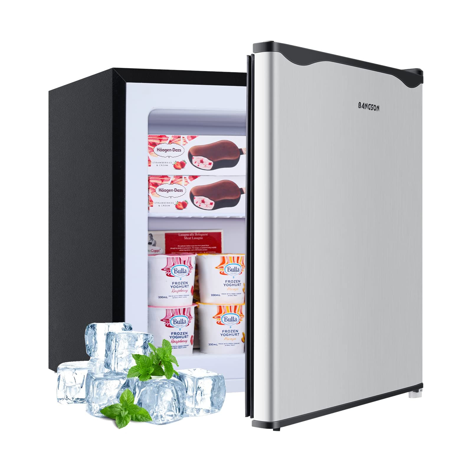 Upright Freezer,1.1Cu.ft Energy-Saving Mini Freezer with Removable Shelf, Single Door Small Freezer for Home/Dorms/Apartment/Office(Silver)