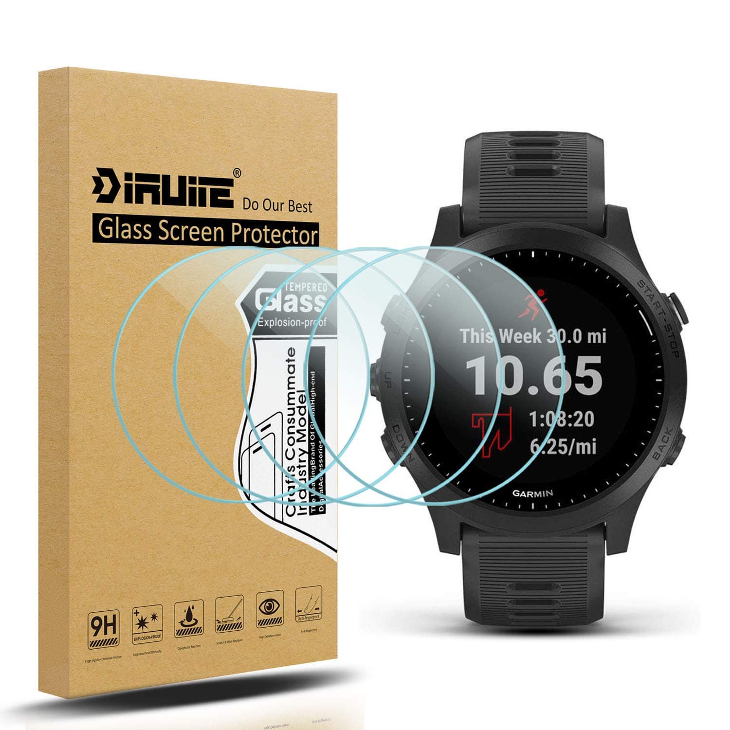 Suoman 4-Pack for Garmin Forerunner 945 Screen Protector, 2.5D 9H Hardness Ultra-Thin Tempered Glass Screen Protective Film [Anti-Scratch]