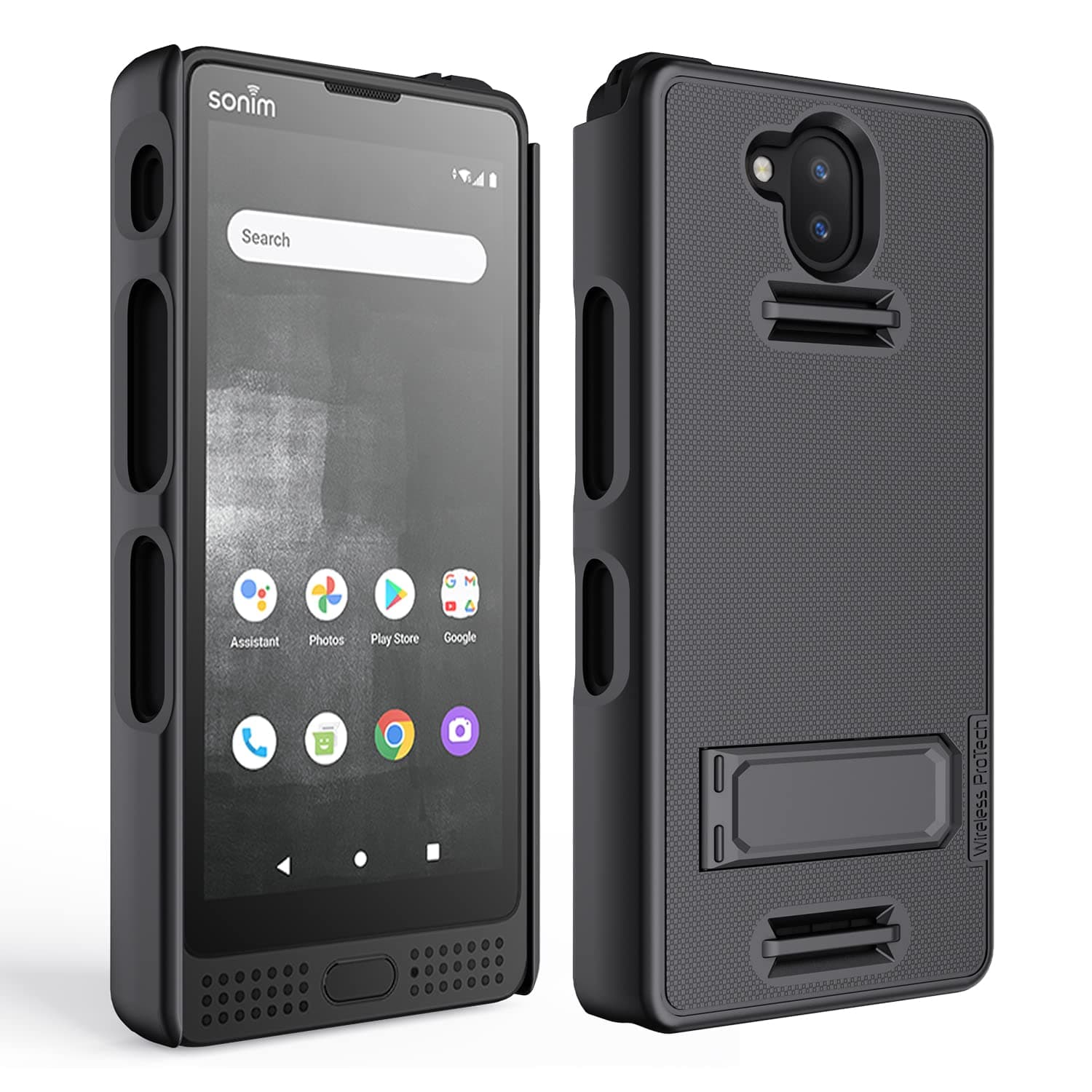 Case Compatible with Sonim XP10 (XP9900), Protective Shell Case with Kickstand and Screen Protector (Black)