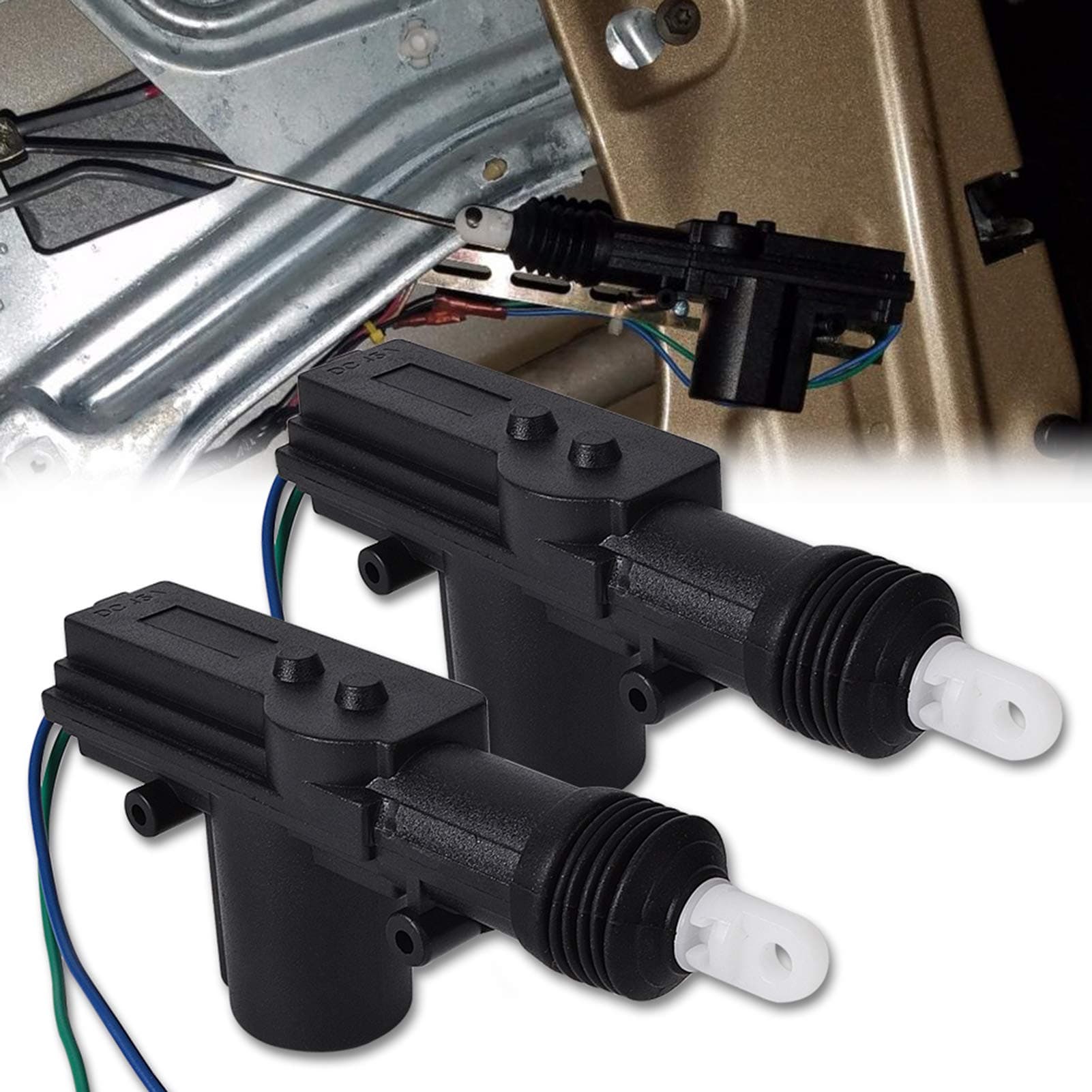 runmadeUniversal High Power Heavy Duty Door Lock Actuator (2 Pack, Black)