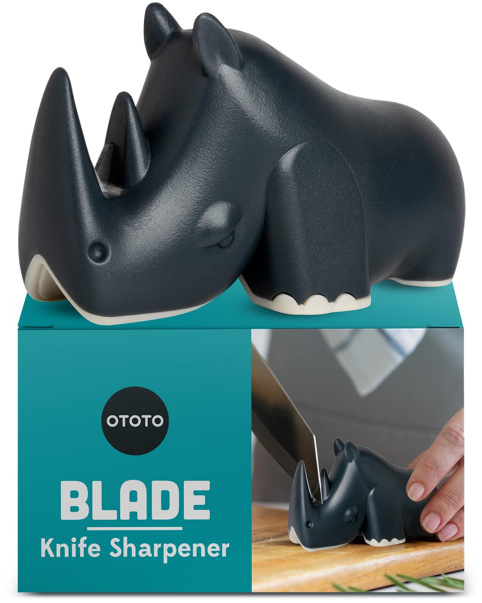 OTOTO Blade Knife Sharpener - Keep Knives Sharp - Fun Kitchen Gadget - BPA-Free & Dishwasher-Safe - Dimensions: 3.62 x 1.69 x 2.09 inches