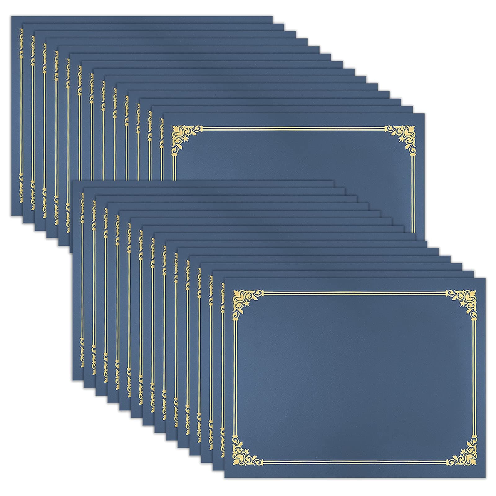 Certificate Holders(Navy Blue, 30 Packs), Diploma Covers Gold Foil Border, for Letter Size 8.5x11 Certificates, Cardstock, Document Papers