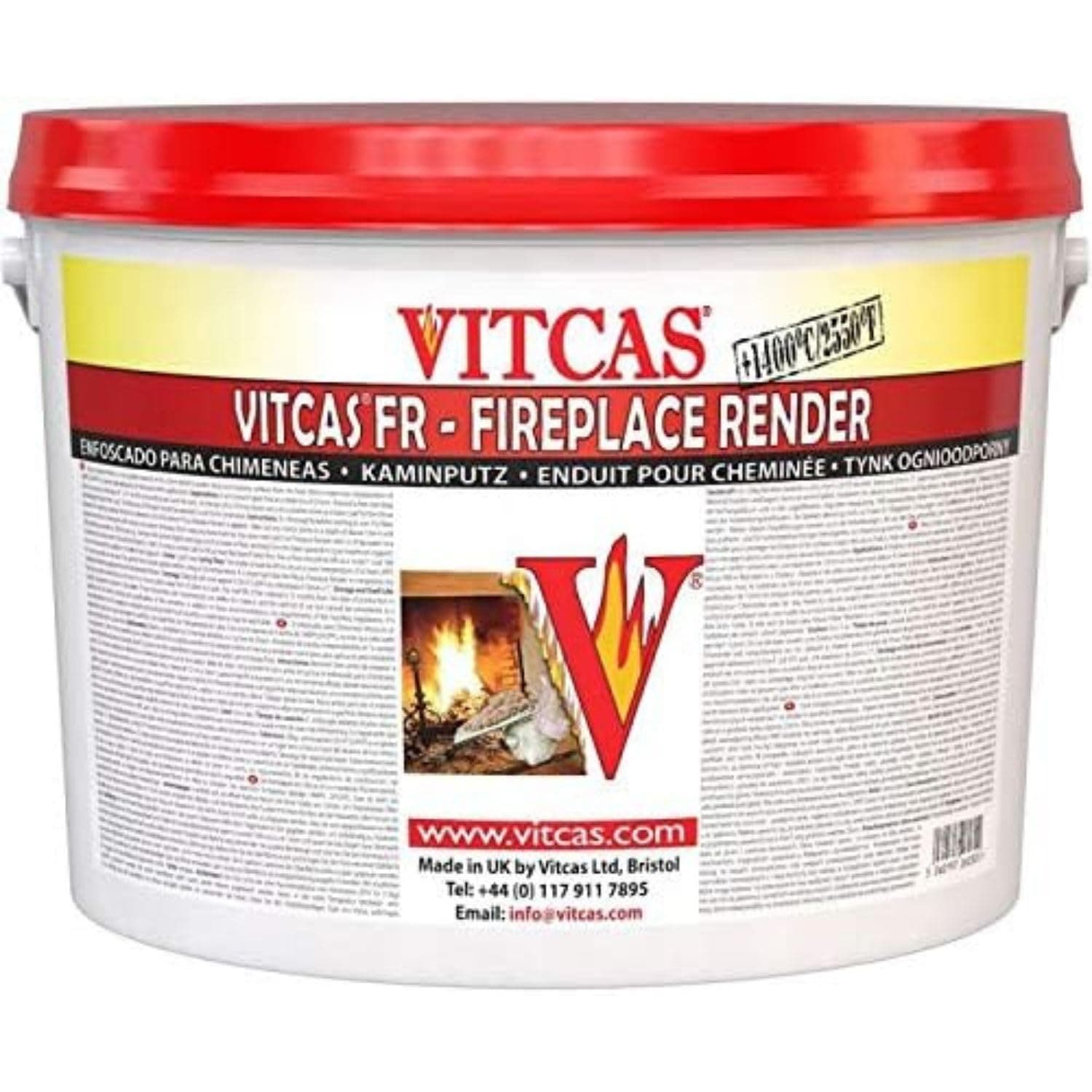 20 Kg Fireplace Render – Easy Application - Plaster Base Coat – Dry Powder Material – Rendering Bricks and Concrete - Fireplace Breeze Block – Heat Resistance Up to 1400 degree Celsius