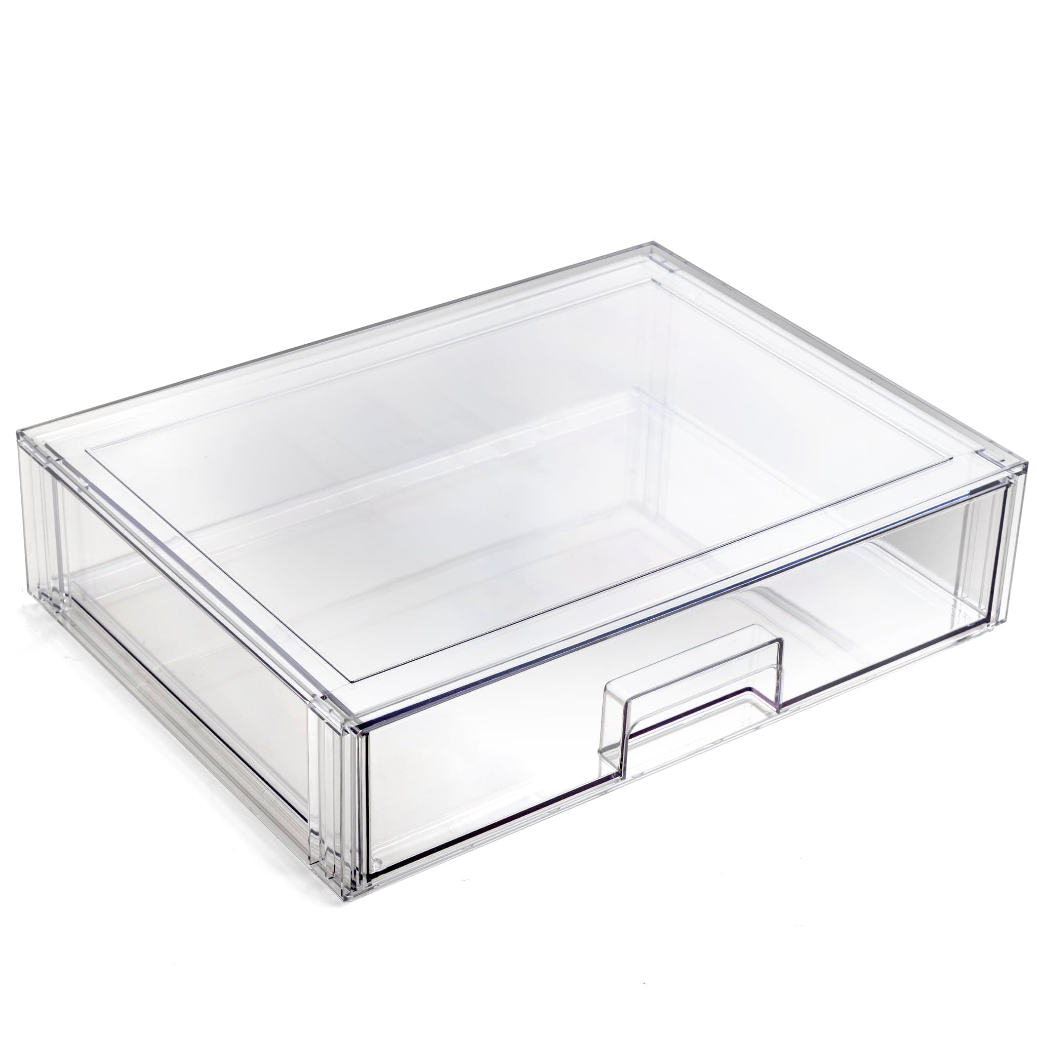 BINO | Stackable Storage Drawers, Shallow X-Large - Clear | THE CRATE COLLECTION | Storage Bins With Drawers Bathroom Organizers and Storage Organization and Storage Under Sink Organizer Vanity Home