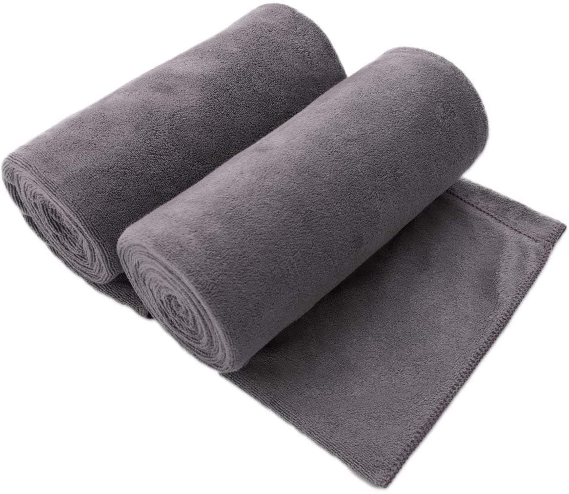 Microfiber Bath Towels, Oversized Bath Towel 2 Pack(40" x 80"), Super Absortbent and Fast Drying, Soft Multipurpose Microfiber Bath Sheet for Beach, Sports, Fitness, Yoga, Grey