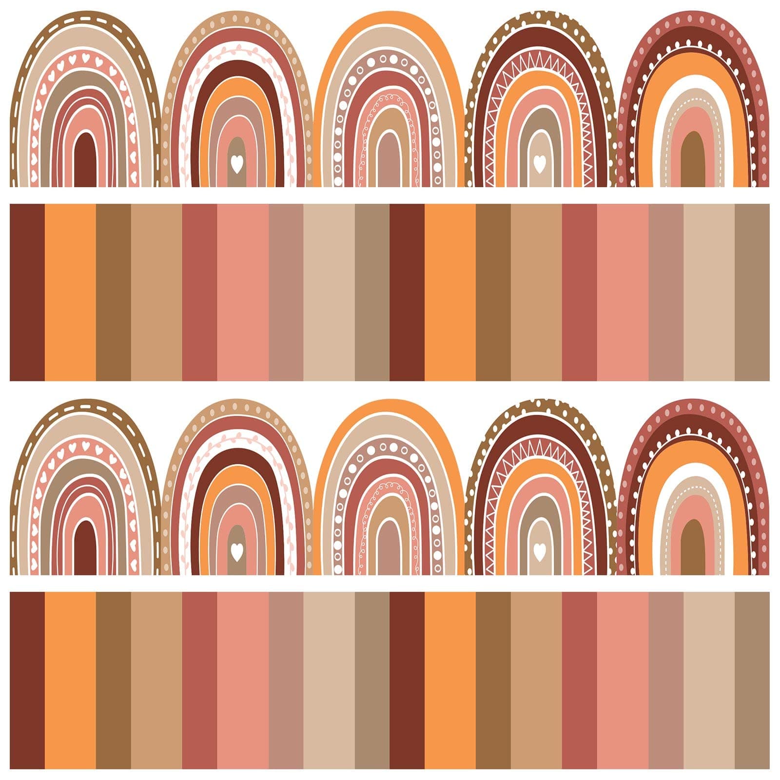 80 Pack Rainbow Bulletin Board Border Boho Rainbow Classroom Decor Striped Bulletin Board Border Rainbow Border Trim Classroom Borders for Bulletin Board, Desks, Locker, Classroom Decor, 2 Styles