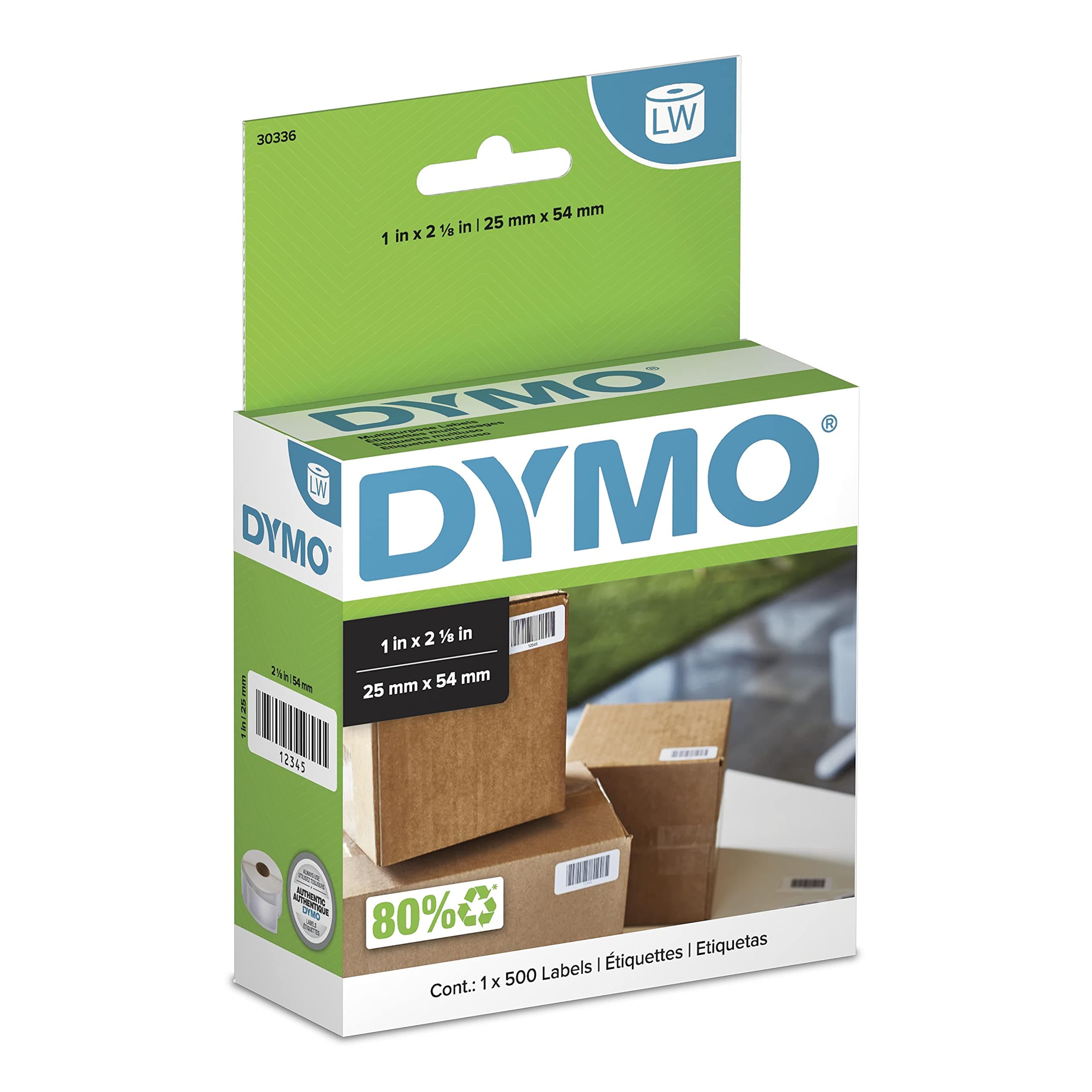 Dymo Authentic Lw Multi-Purpose Labels | Dymo Labels For Labelwriter Printers, Great For Barcodes (1" X 2-1/8"), 1 Roll Of 500
