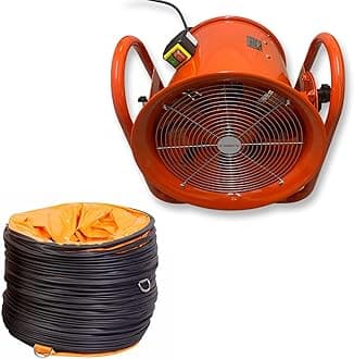 POWERSTAR ELECTRICALS Portable Axial Ventilation Commercial Fume Extractor Blower Fan comes with Free PVC Flexible Duct Hose 5m long & one year Guarantee (20" Inches Fan with Duct)