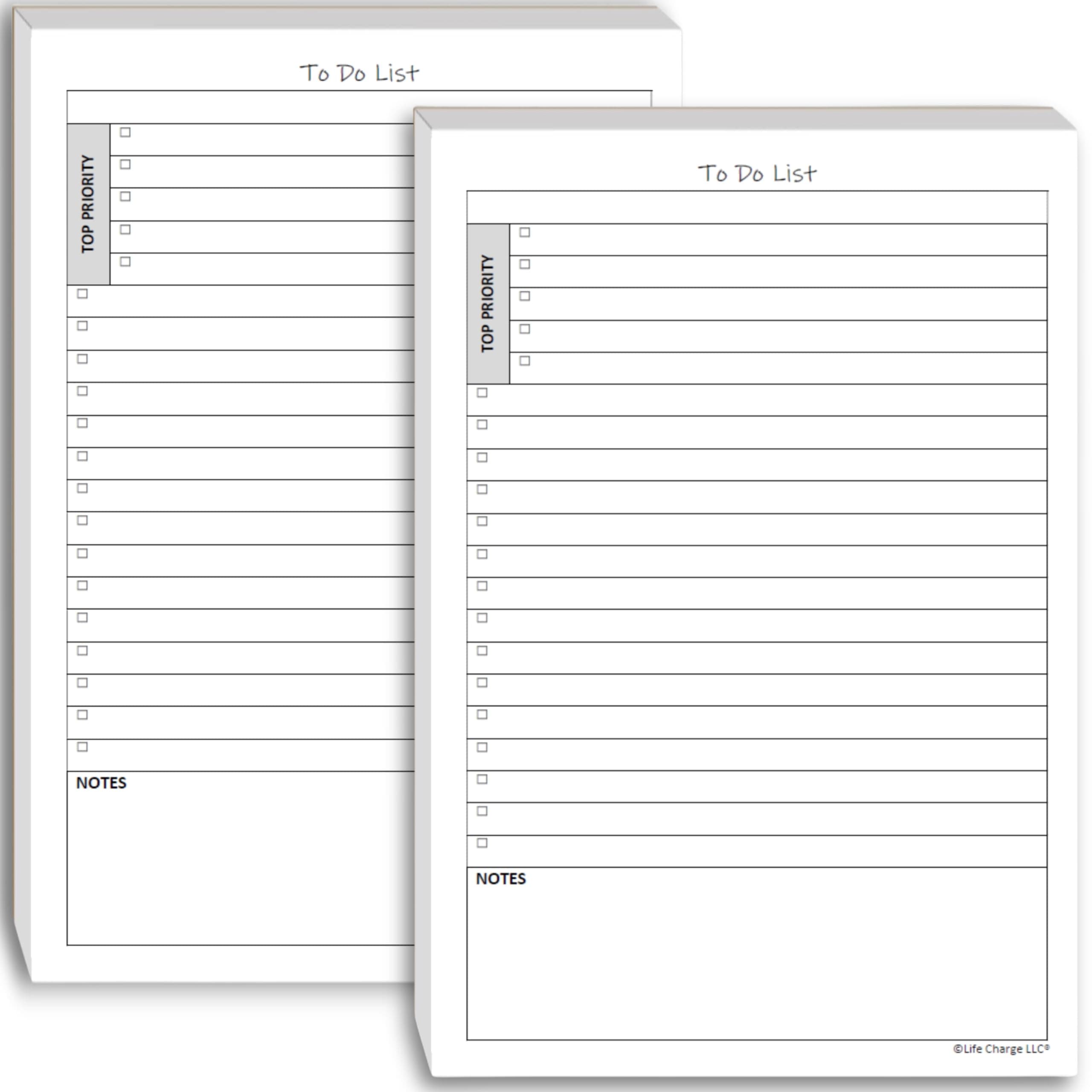 TO DO List Notepads (2 Pack, 50 Pages Each) Planner Pads. ToDo Checklist w/Priority & Note Sections. Organize & Track Projects, Clients or Daily Tasks. 5.5 X 8.5, A5 Sheets. Made in the USA. Office Product – Project Calendar