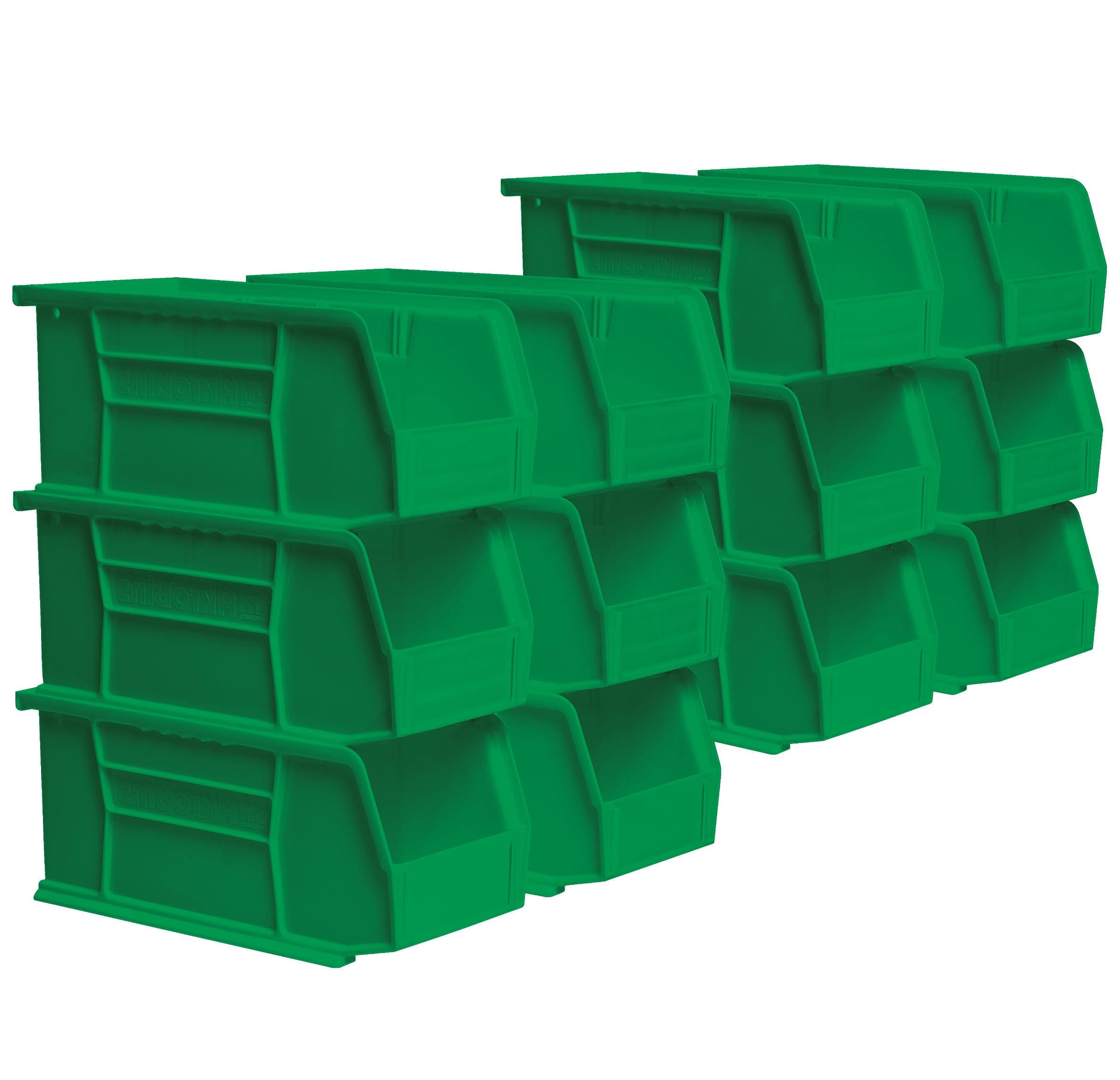 30230 AkroBins Plastic Storage Bins, Space-Saving Stackable Bins for Garage, Pantry, Craft Organization, 11-Inch x 5-Inch x 5-Inch, Green, 12-Pack
