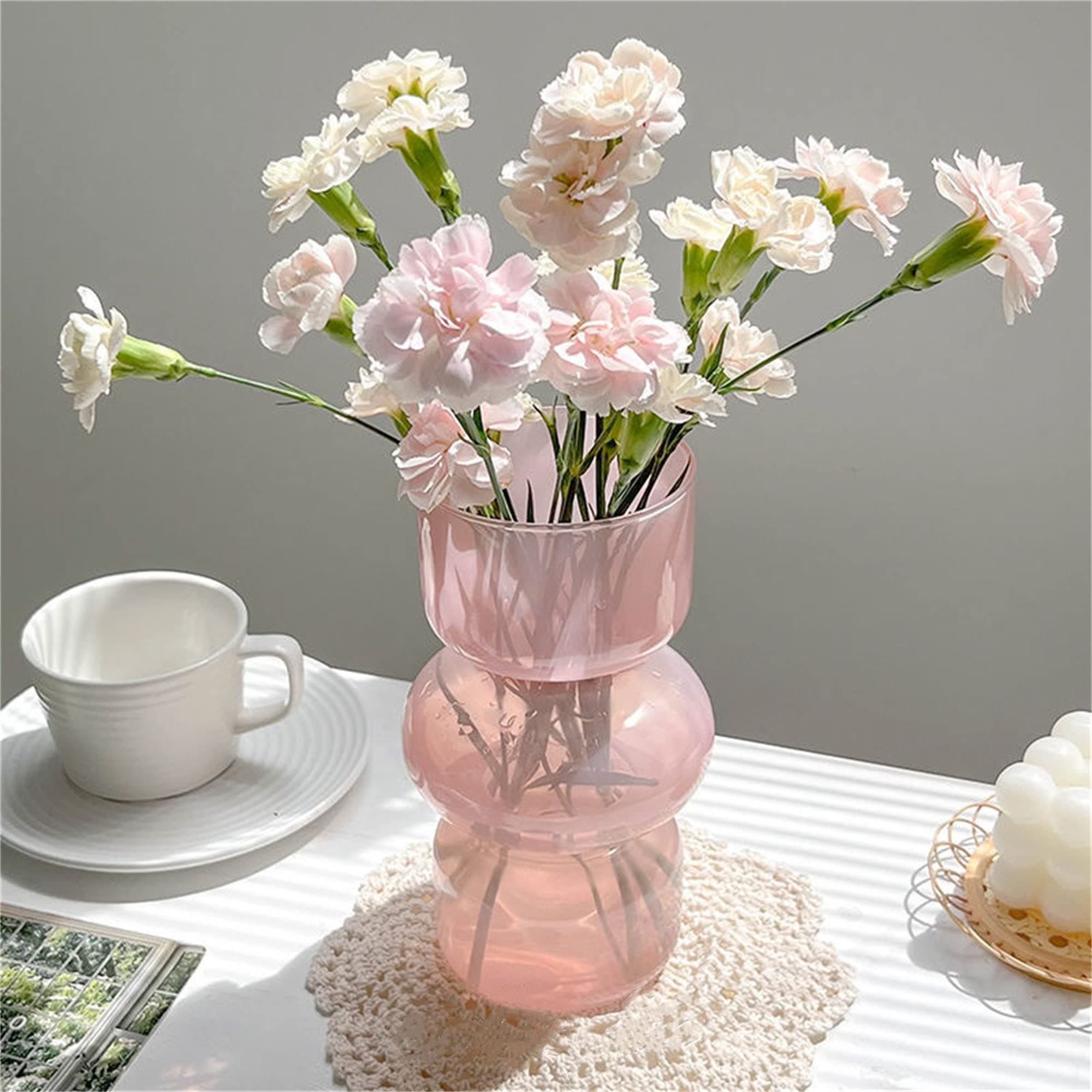 Three-Layer Glass Funky Vase Pink