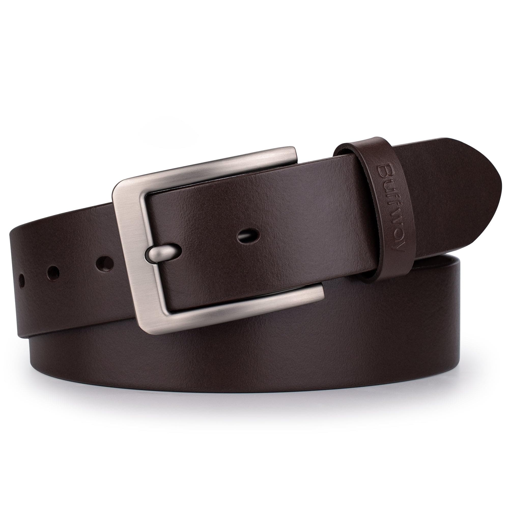 Men’s Full Grain Leather Belt – Solid One-Piece Leather, 1.5” Wide for Jeans & Business Casual, Gift Box Included