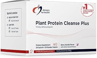 Designs for Health Plant Protein Cleanse Plus 14 Day Detox Program - Promotes Healthy Liver Function + Metabolic Cleanse with Antioxidants + Herbs, Vegetarian (28 Protein Powder Drink + Vitamin Packs)