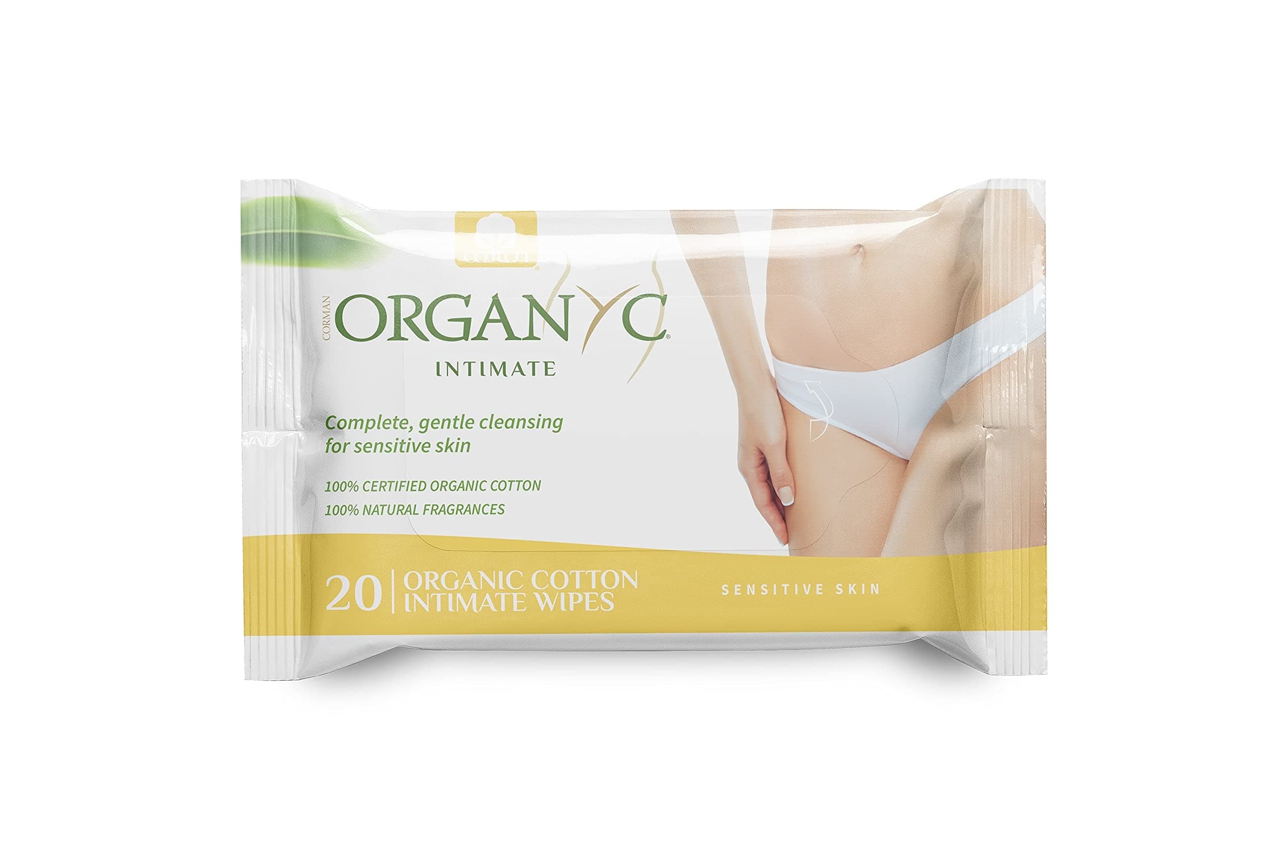 100% Organic Cotton Intimate Wet Wipes, No Parabens, Alcohol, or Chlorine -, White, 20 Count (Pack of 1) (ORGWW1A)