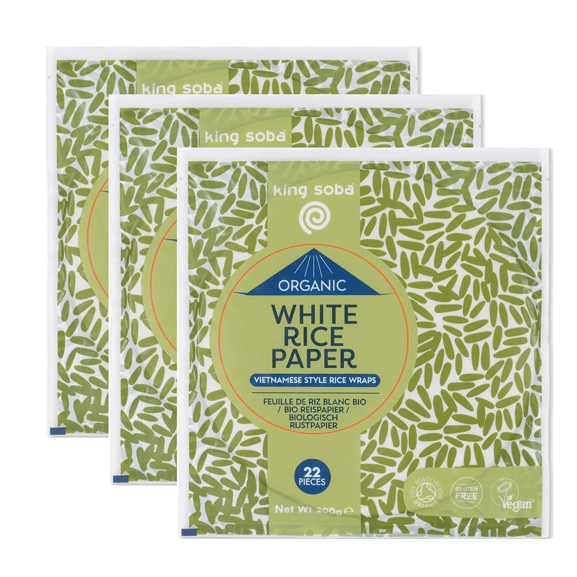 King Soba Organic White Rice Paper Wraps 3 Pack Bundle