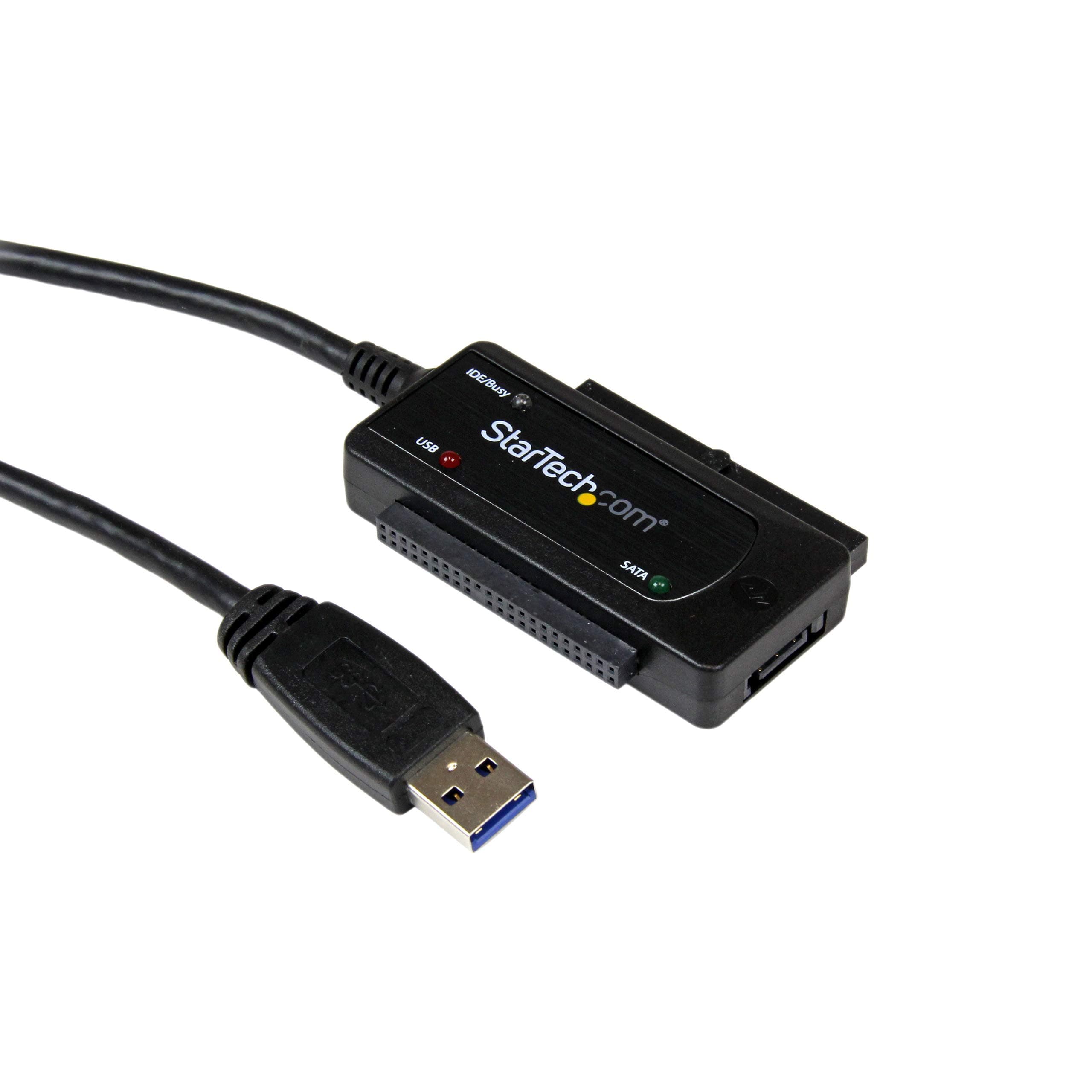 Startech.Com Usb 3.0 To Sata Ide Adapter - 2.5In / 3.5In External Hard Drive Converter – Transfer Cable (Usb3Ssataide),Black