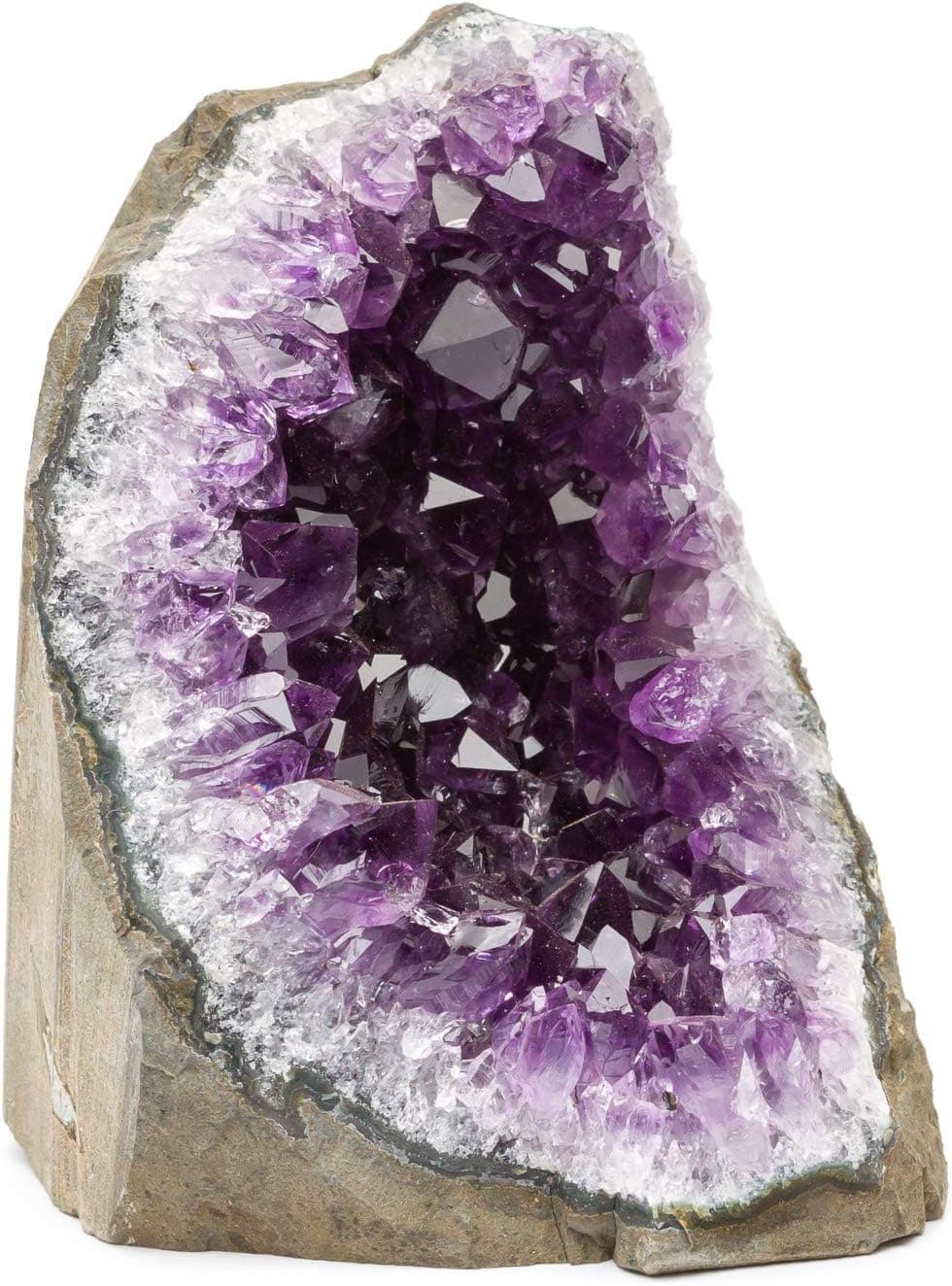 Uruguayan Amethyst Crystal Clusters Cut Base from Basalt Plus, Bonus Mineral Included (1 to 1.5 lbs, Deep Purple Amethyst)