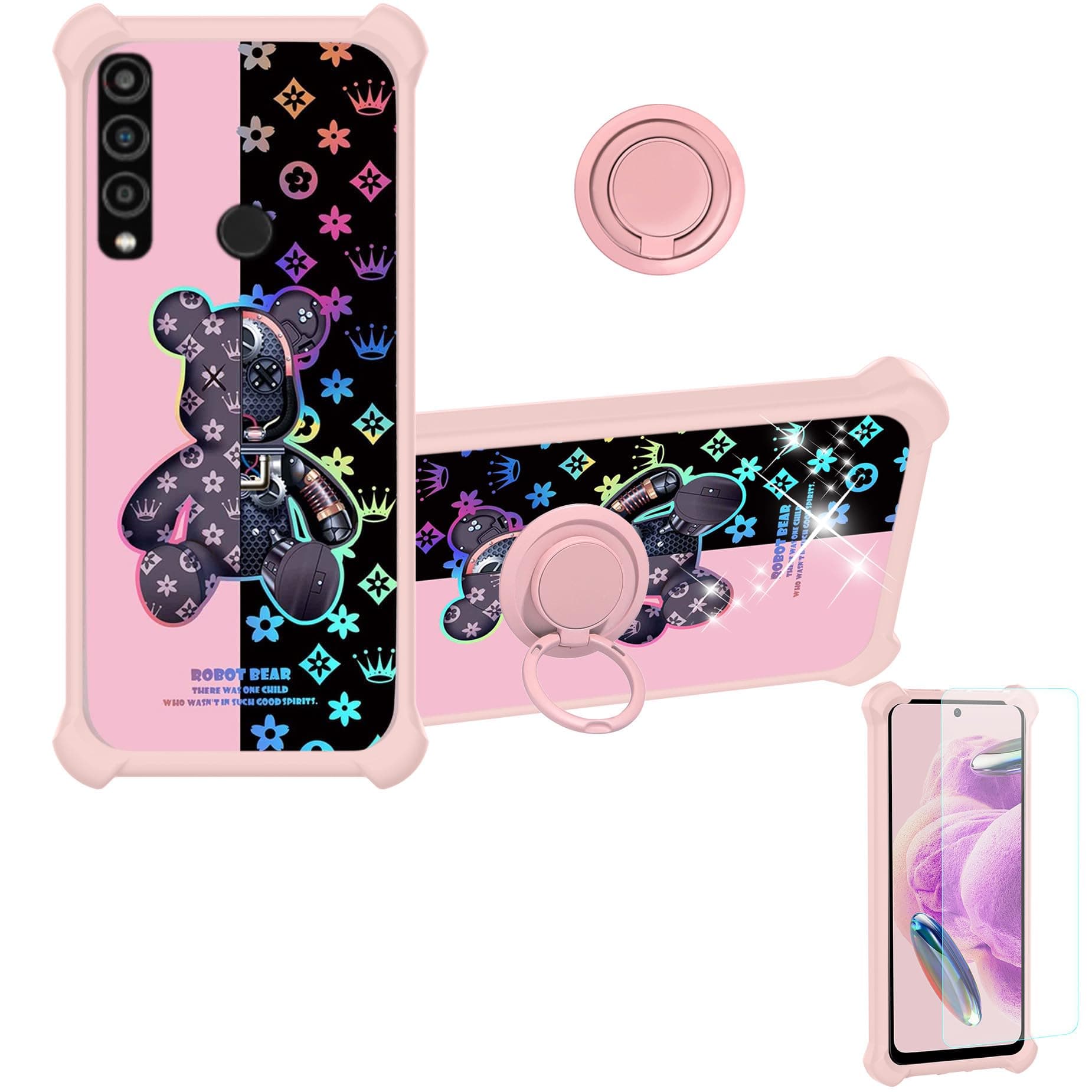 Orbic Myra Case Compatible with Orbic Myra 5g UW Phone Case Orbic Magic 5G Case Cover [with Tempered Glass Screen Protector][Hard PC + Soft Silicone][Colorful Reflect Light] IMDF-JXX