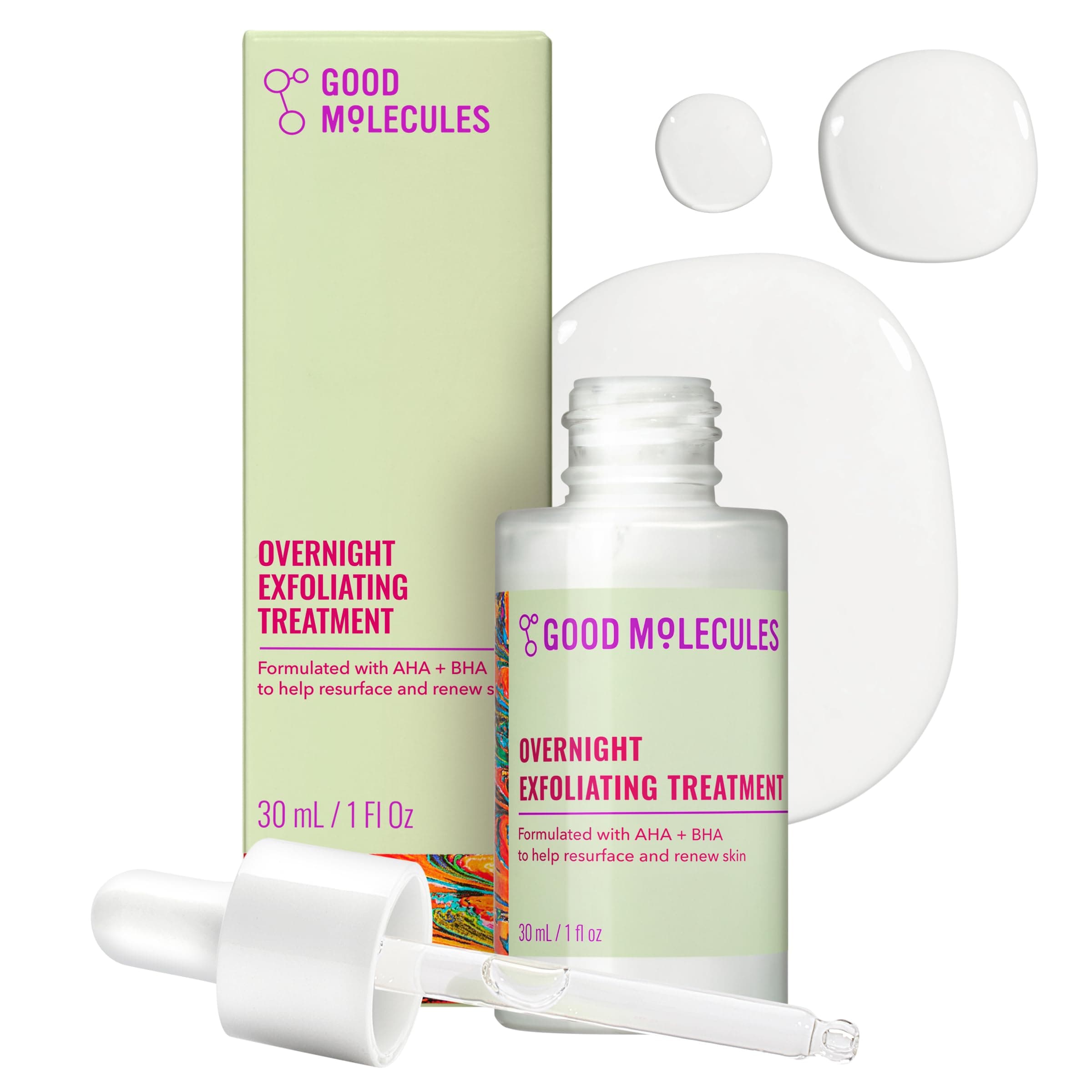 Overnight Exfoliating Treatment - Face Exfoliator with AHA & BHA Lightweight Formula - Pore Minimizer, Facial Skin Care with Glycolic & Salicylic Acid