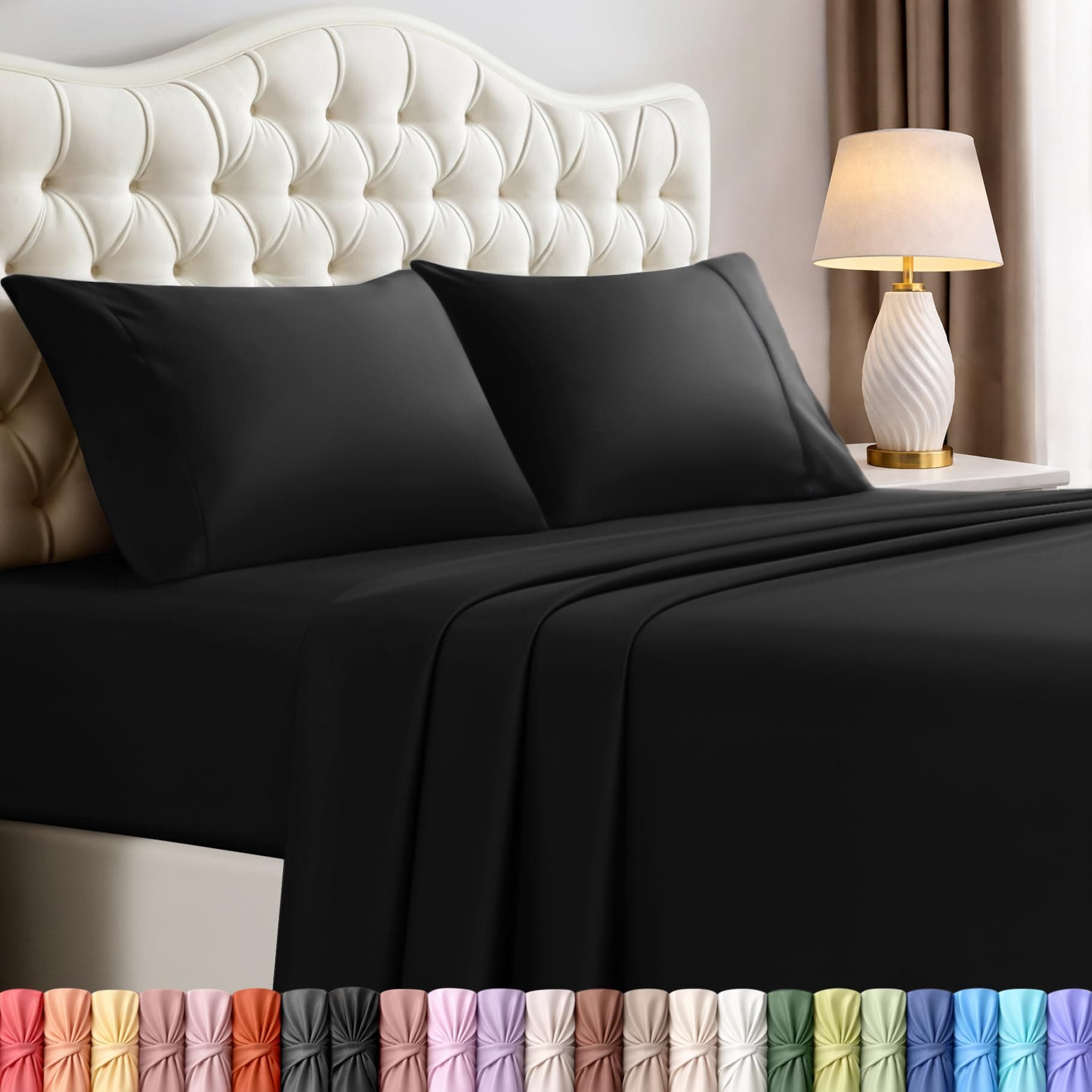 Utopia Bedding Queen Bed Sheets Set - 4 Piece Bedding - Brushed Microfiber - Shrinkage and Fade Resistant - Easy Care (Queen, Black)