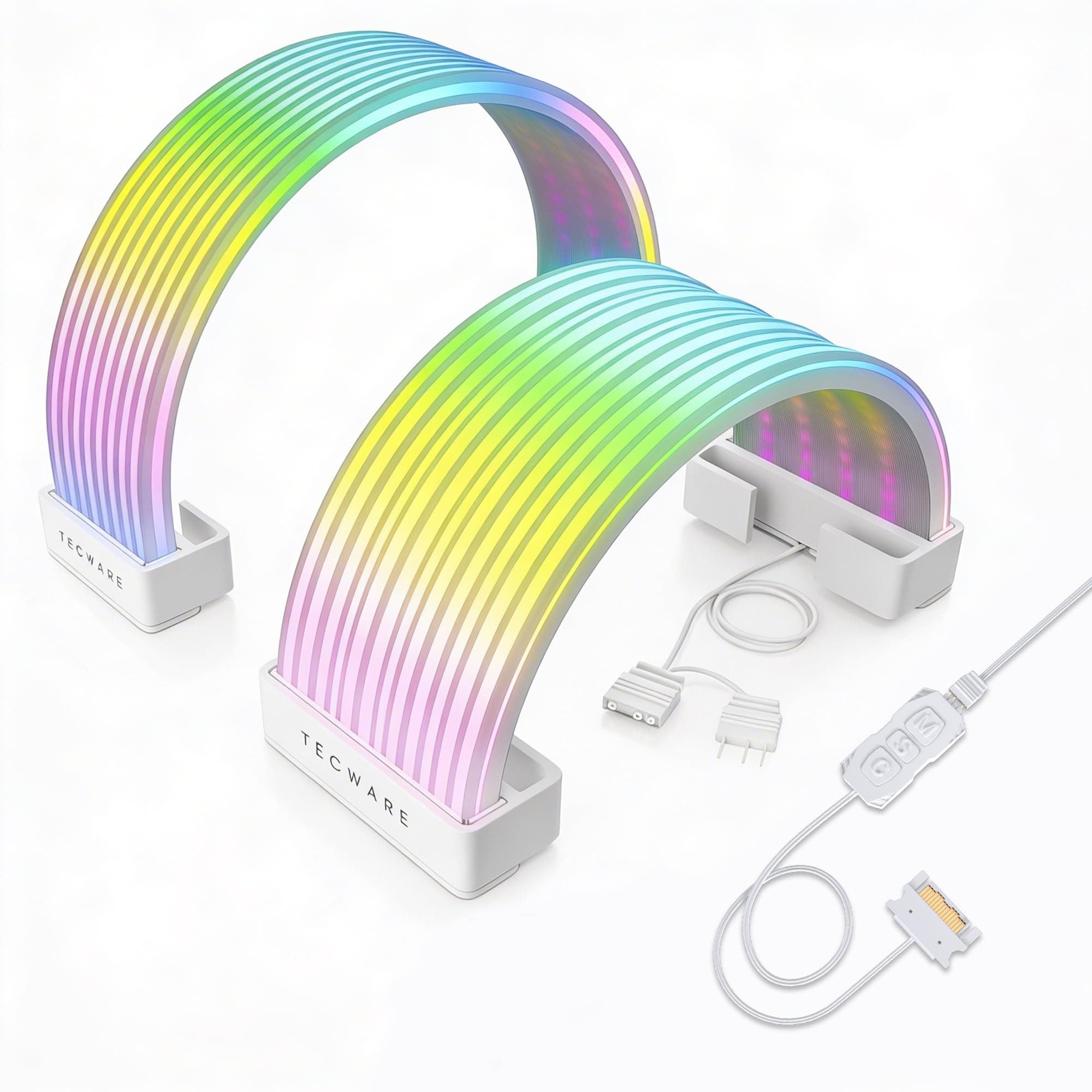 TECWARE Flex RGB Light Strip Set for PSU, GPU, Motherboard ARGB Sync PC Case Accessory, Compatible with 8-pin & 24 pin (White)