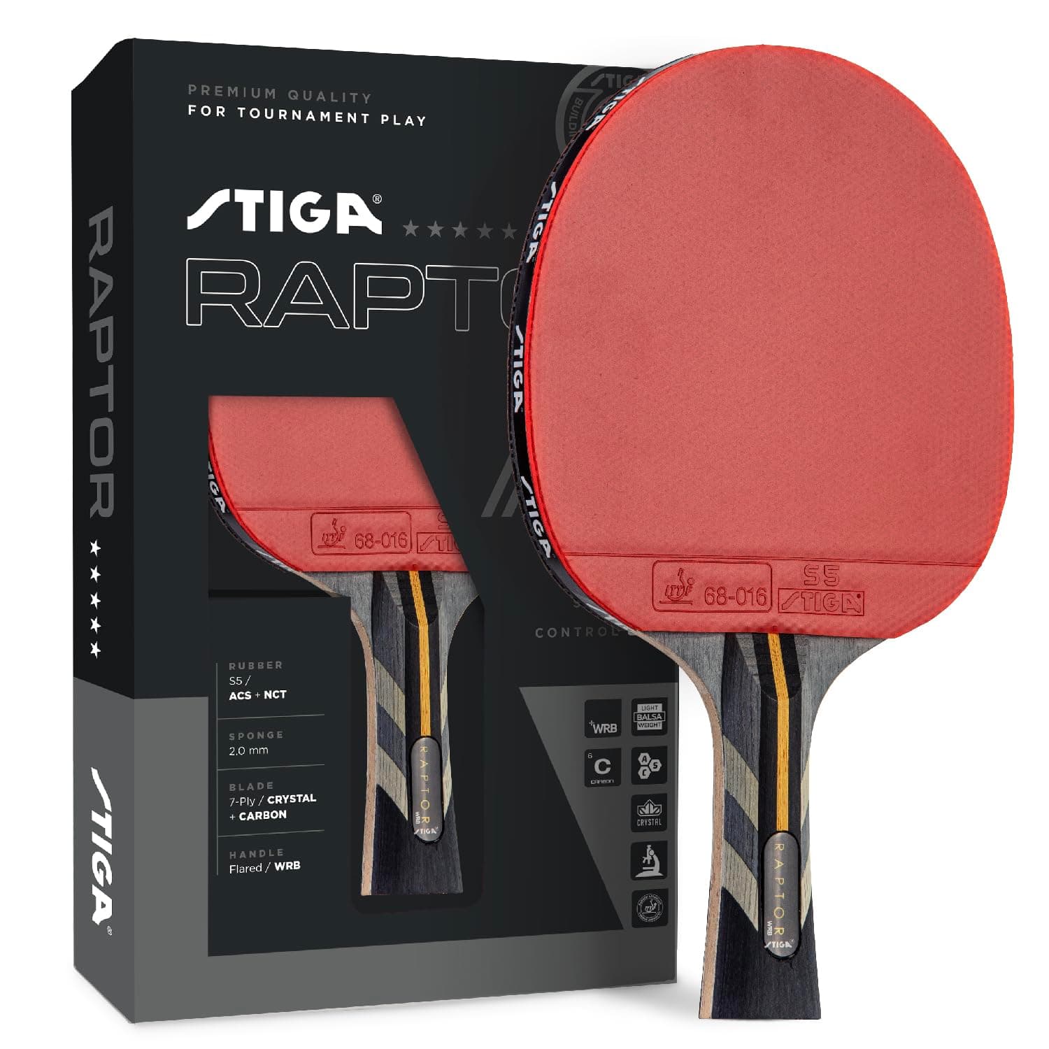 Pro Carbon Performance-Level Table Tennis Racket with Carbon Technology for Tournament Play - Red and Blue Colors