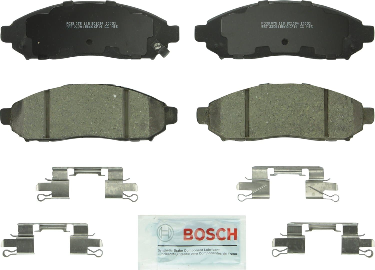 BOSCH BC1094 QuietCast Premium Ceramic Disc Brake Pad Set - Compatible with Select Nissan Frontier, Pathfinder, Xterra; Suzuki Equator; FRONT