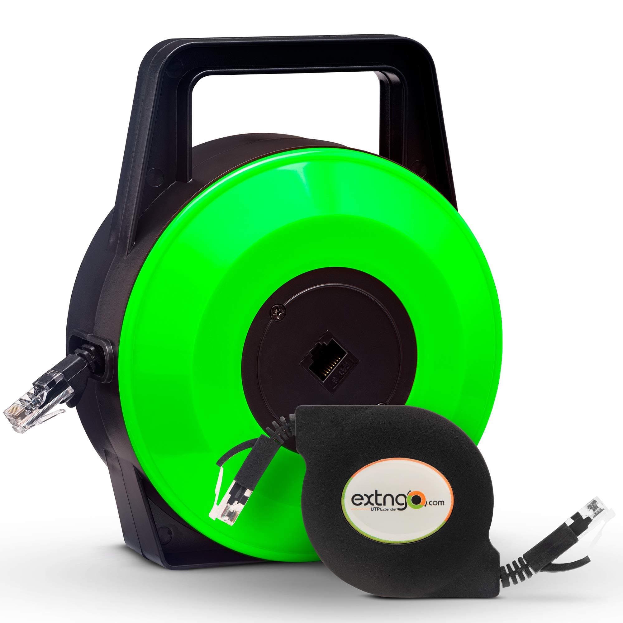 Retractable CAT6 Ethernet Cable Extender 33 ft – flat portable network cable with RJ45 male-female connectors, 1 Gbps speed, UTP reel