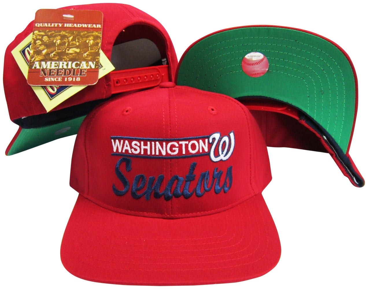 Washington Senators Red Snapback Adjustable Plastic Snap Back Hat/Cap