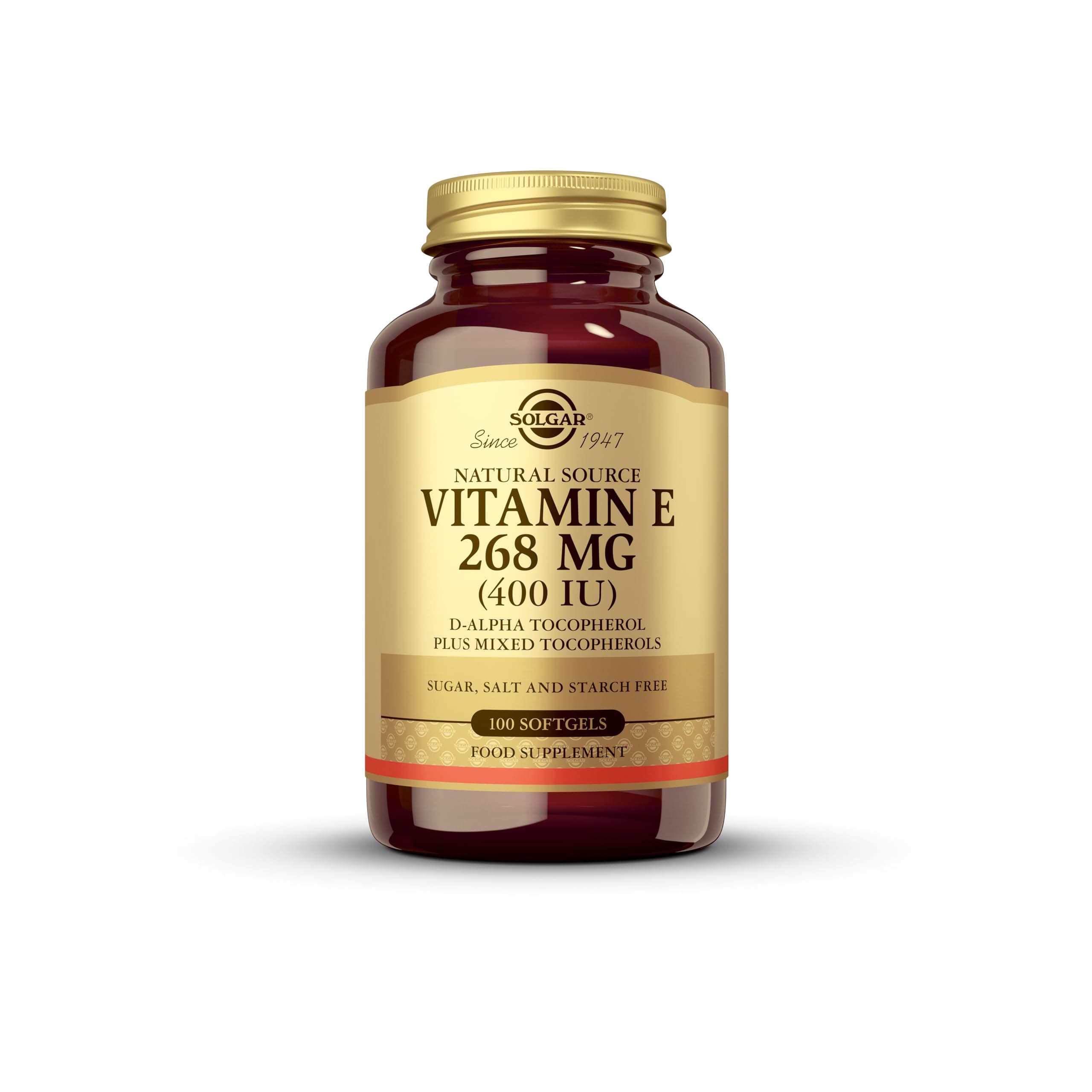 Natural Source Vitamin E 268 Milligram (400 IU) Softgels - Pack of 100 - Protects Cells from Oxidative Stress - Immune Support - Gluten Free