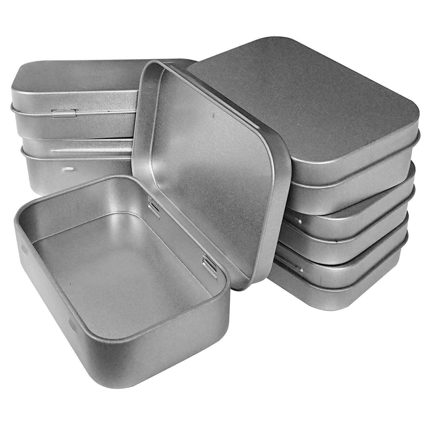 (3.9 x 2.3 x 0.9, (Set of 6)) - Hulless 3.75x 2.110cm x 2cm (6pcs) Metal Hinged Top Tin Box Containers,Mini Portable small storage containers Kit,Tin Box Containers,small tins with lids,craft containers,Tin empty boxes,Home Storage.