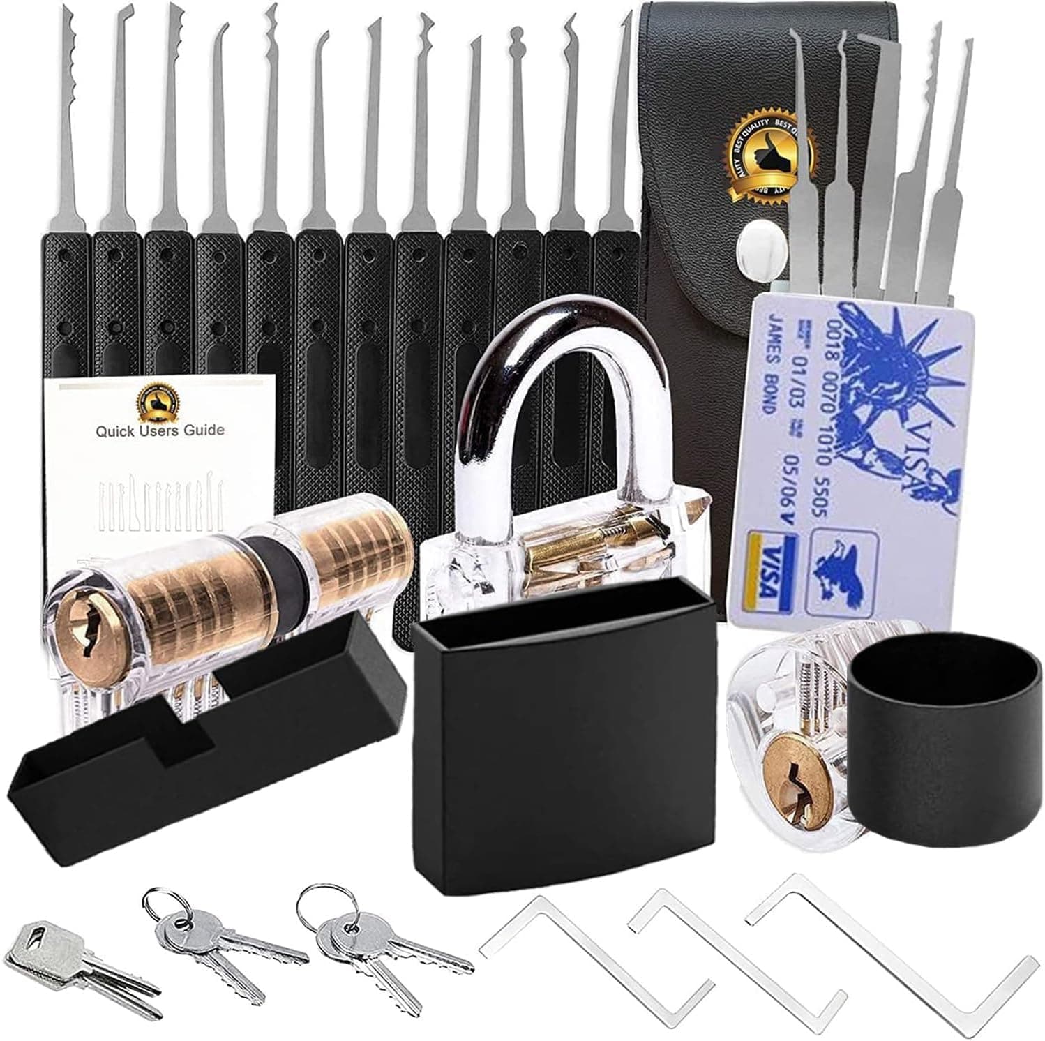 Padlock Lock Set with Keys Outdoor Solid Brass Keyed Waterproof Lock Kit with Keys Pick for Shed, Gate Set, School Gym Locker, Fence, Toolbox, Hasp Storage Picking LKJDFs