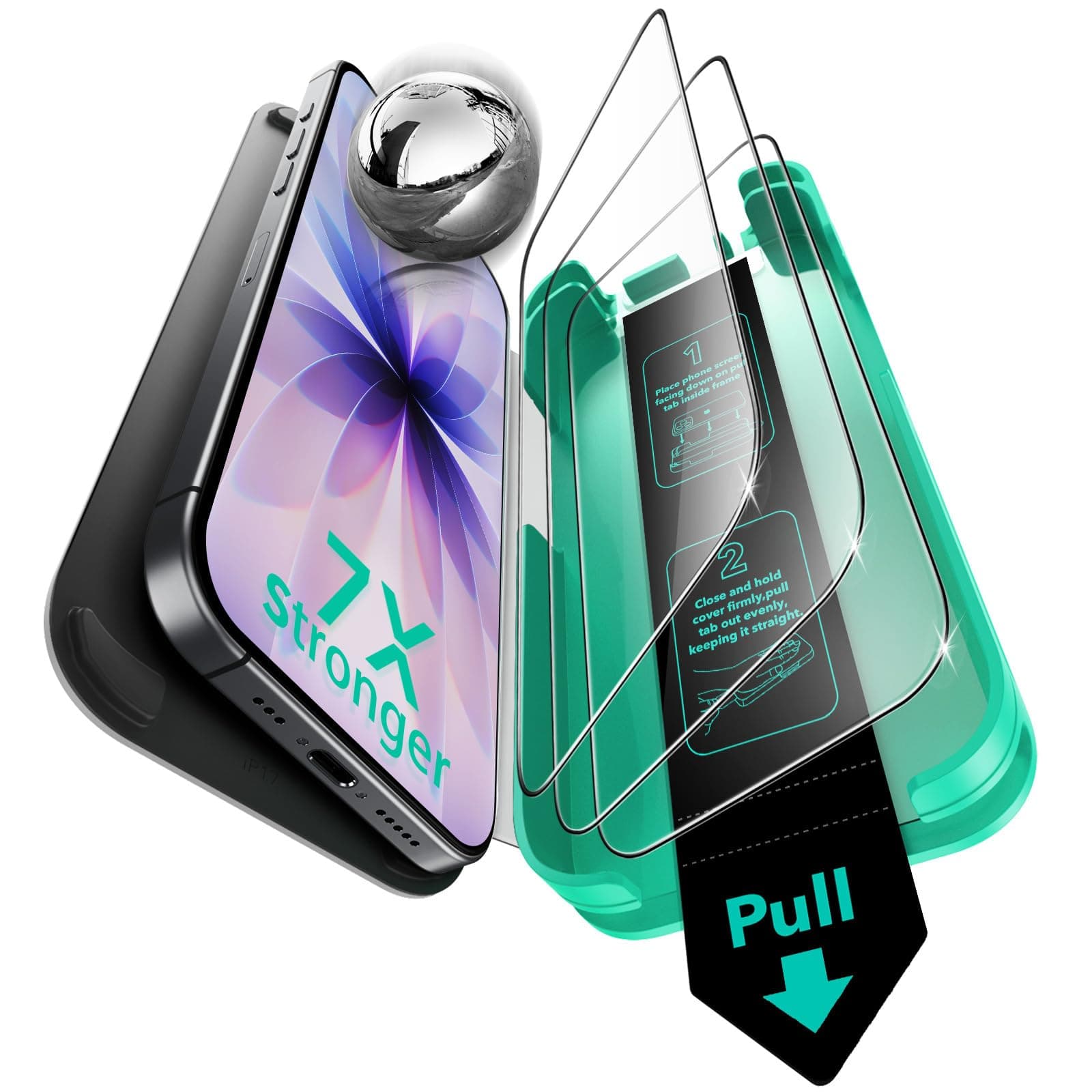 3 Pack 9H+ Glass for iPhone 17/iPhone 16 Pro Screen Protector, [Military-Grade Shatterproof], with AR Anti-Reflective Technology, Armorite Ultra-Tough Tempered Glass with Ultra Fit Tray