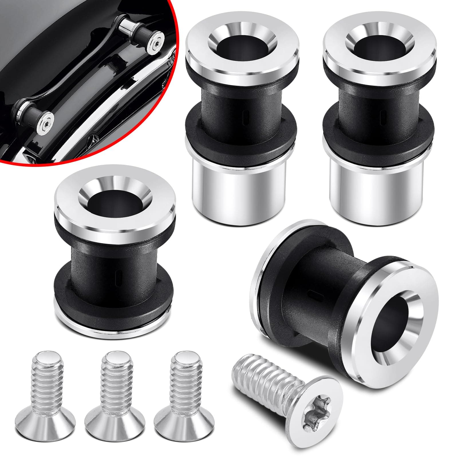 Benlari 4 Point Docking Hardware Kits, Quick Release Sissy Bar Luggage Rack Docking Motorcycle Fit For Harley Touring Street Glide Electra Glide Road Glide Road King 2009-2024 Chrome