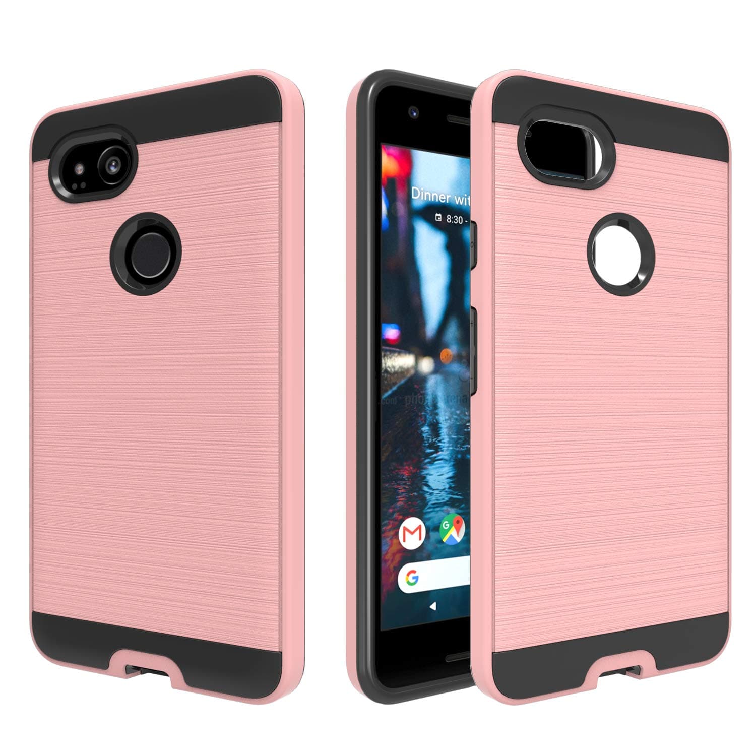 Ayoo Pixel 2 Case,Google Pixel 2 Case,Google Pixel 2 Phone Cases (Not Fit Pixel 2XL), [Drop Protection] Brushed Texture Full-Body Shockproof Protective Cover Design for Google Pixel 2-ZS Rose Gold