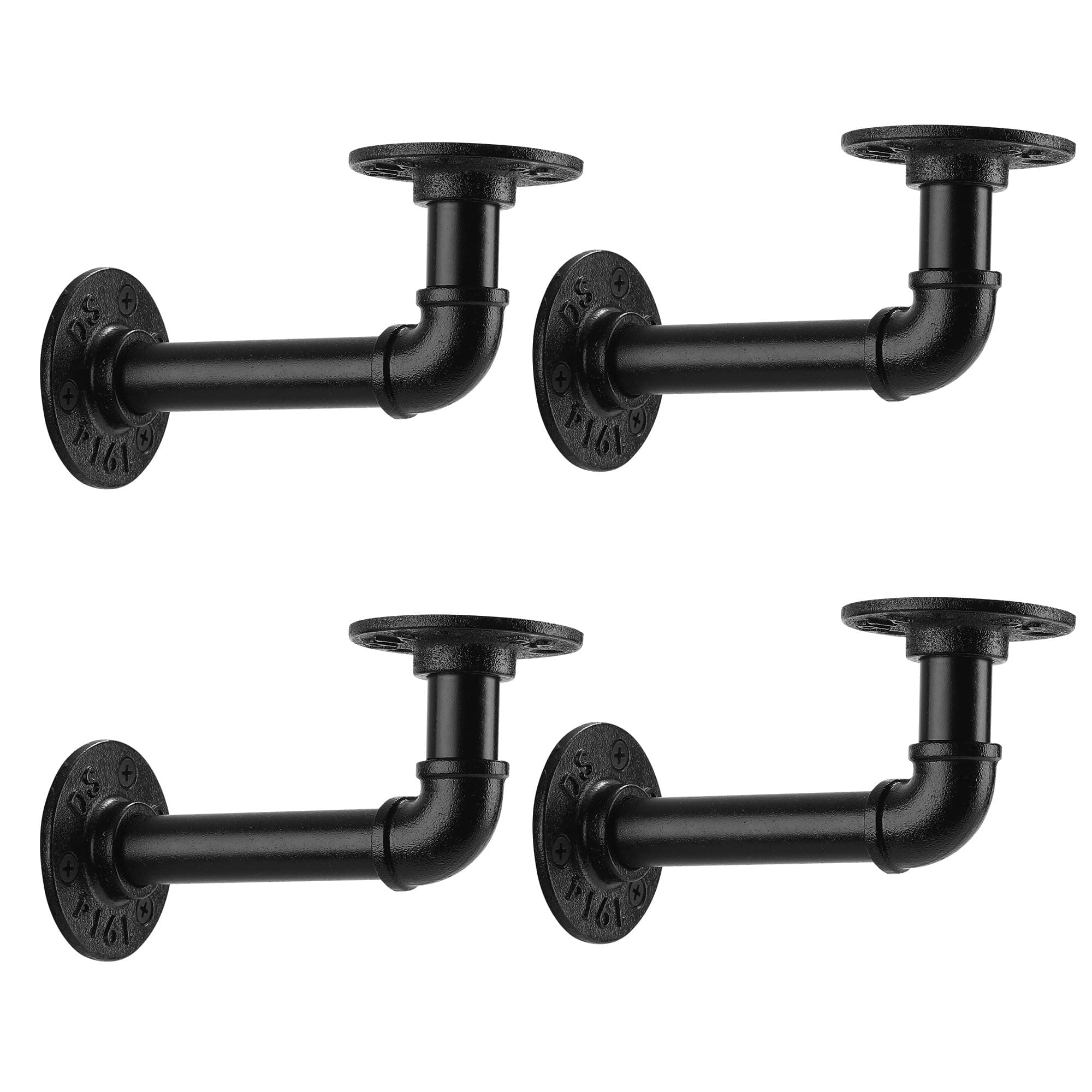 1/2" Pipe Shelf Bracket,Wall Mounted Floating Shelf Bracket, Steam Punk Decor Hanging Wall Metal Bracket, Heavy Duty Decorative Rustic Shelving Bracket, Set of 4(3.5X6)